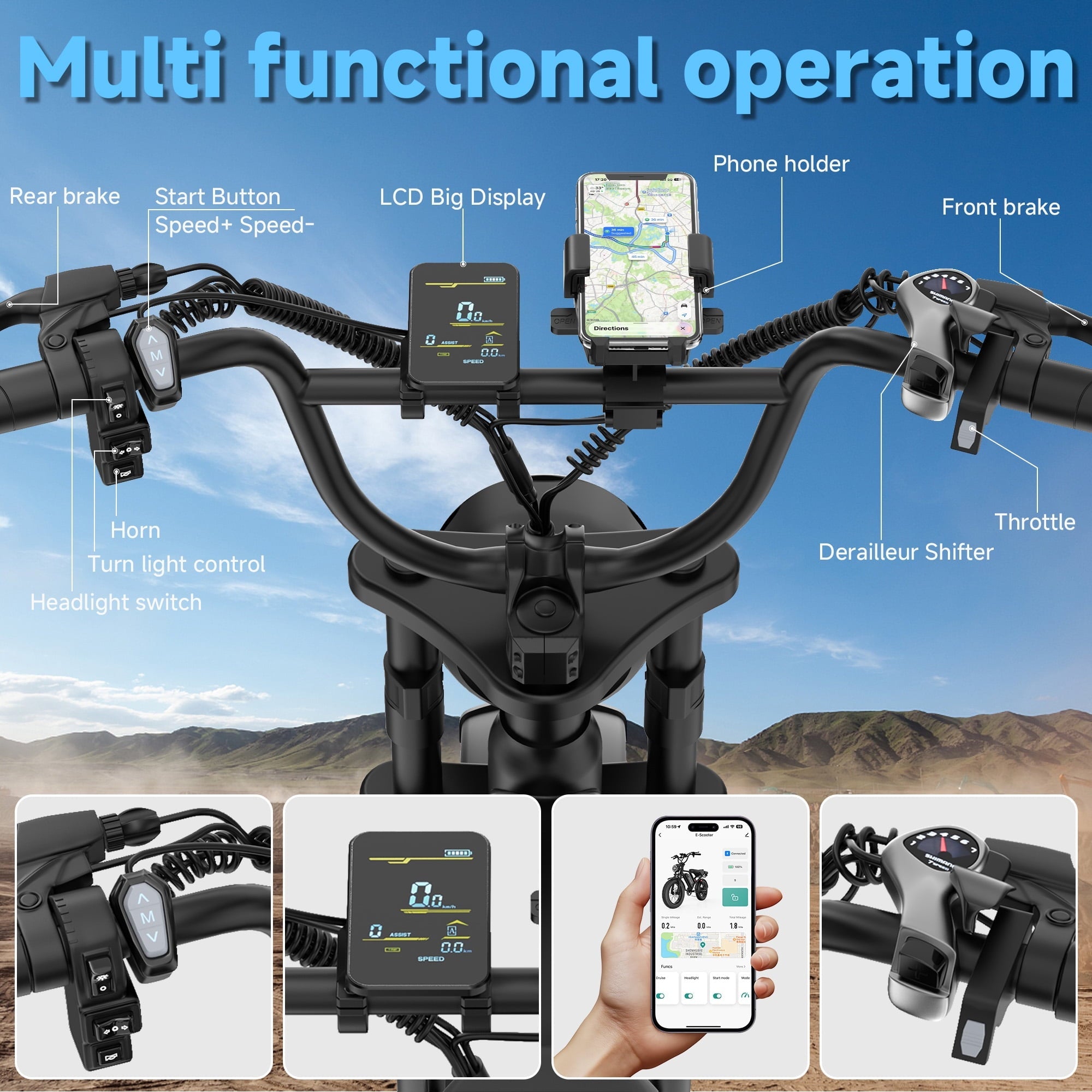 Electric Bike for Adults 20 X 4.0 Fat Tire, 750W Off-Road E Bike, E-Mountain Bike 48V 18AH UL2849