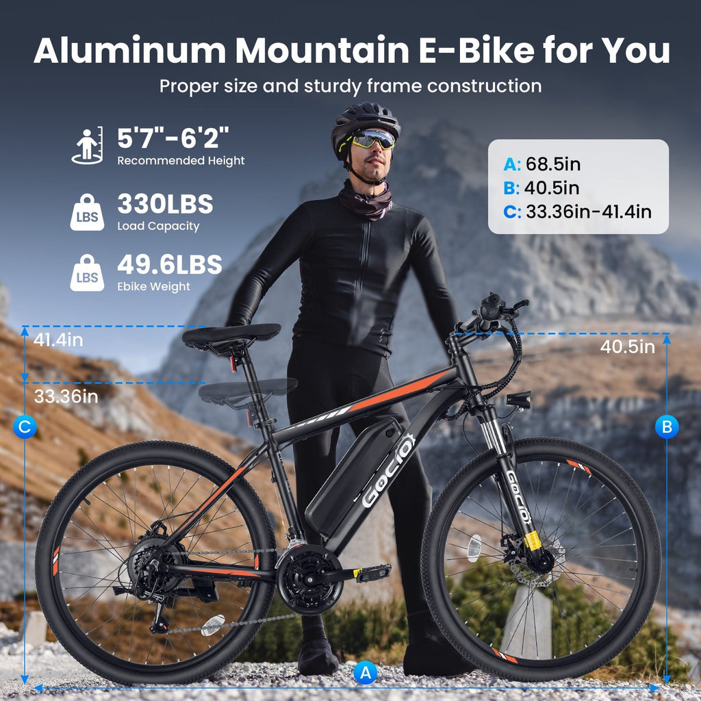 Gocio Electric Bike for Adults, 27.5 E-Mountain Bike, Lockable Suspension Fork, 750W Peak Power Motor, 48V/10.4AH, 19.8 MPH, 21 Speed, UL 2849