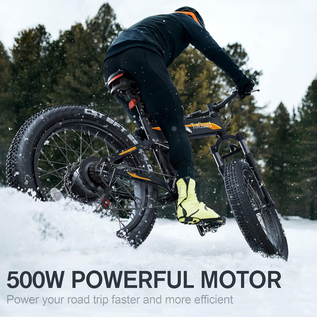 TotGuard 26x4 Electric Bike, Fat Tire 500W Ebike, Foldable Electric Bicycles E Bikes for Adults Electric 48V 10Ah Battery, Dual Shock Absorber, Lockable Fork UL2849