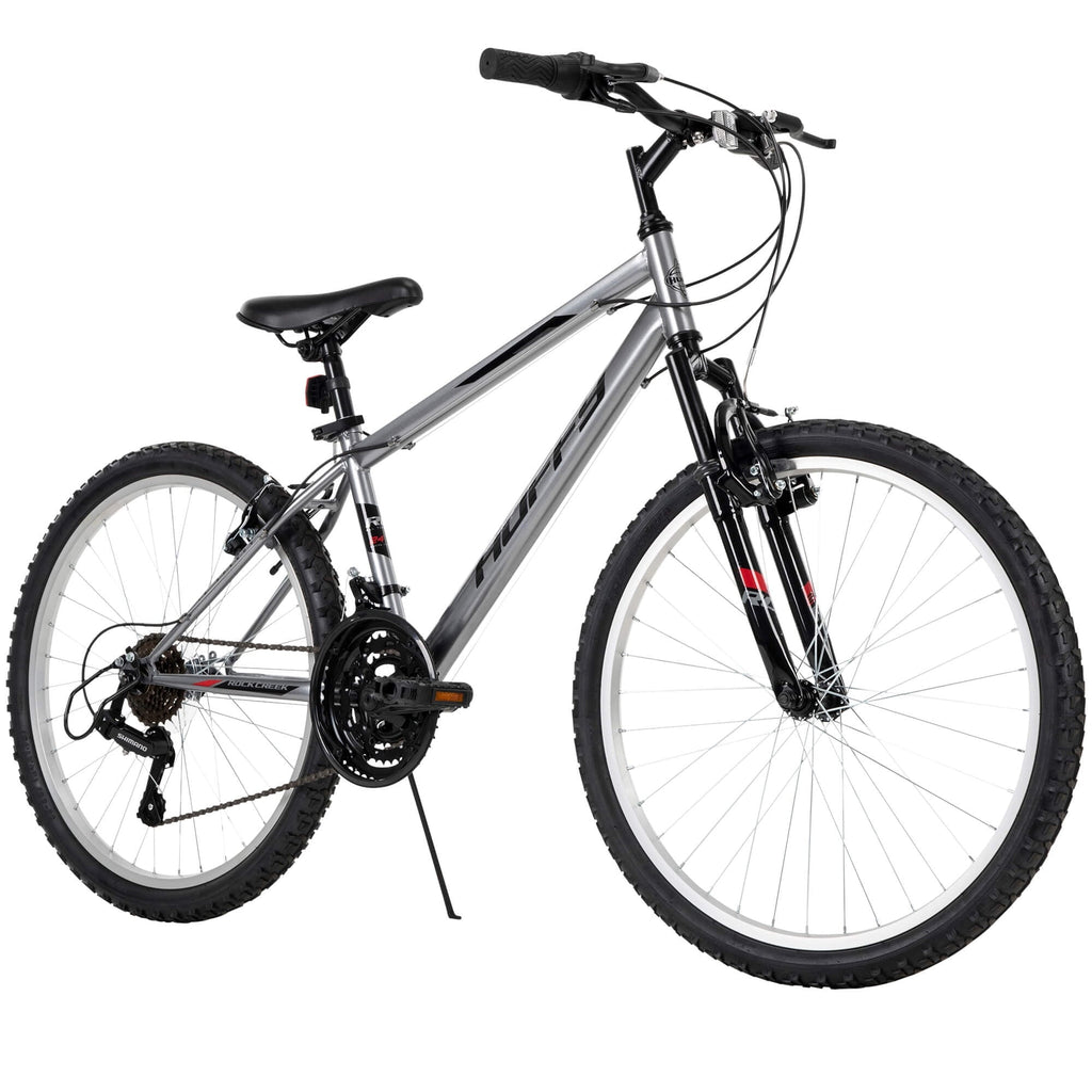 Huffy 24” Rock Creek Mountain Bike, Fits Riders 58” - 70”, Gray, Youth, Boy's