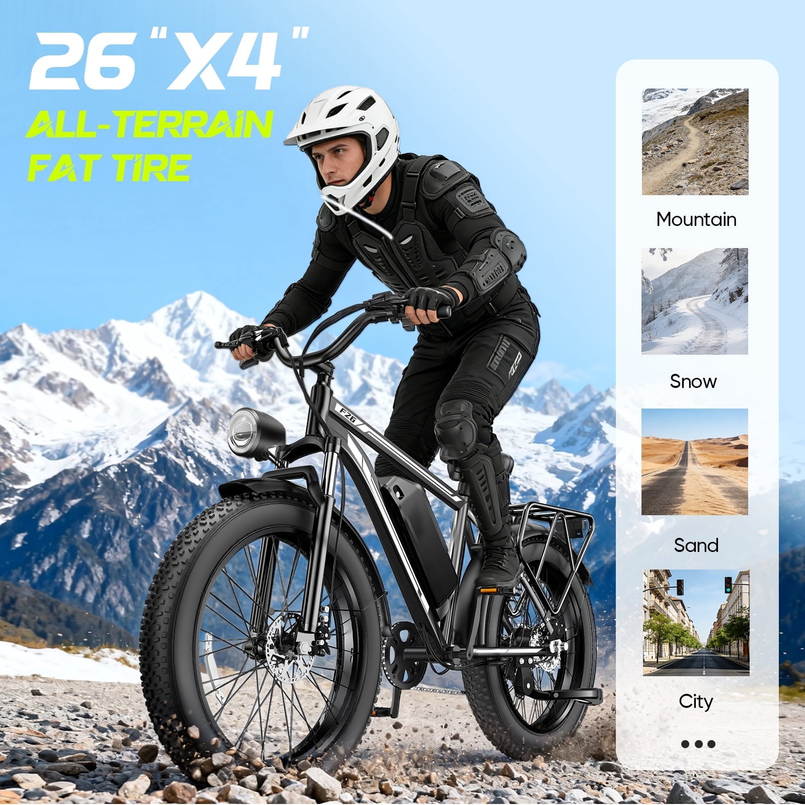 1000W Motor Electric Bike for Adults, 26*4.0 Fat Tire E-Mountain Bicycle,48V/18AH UL2849