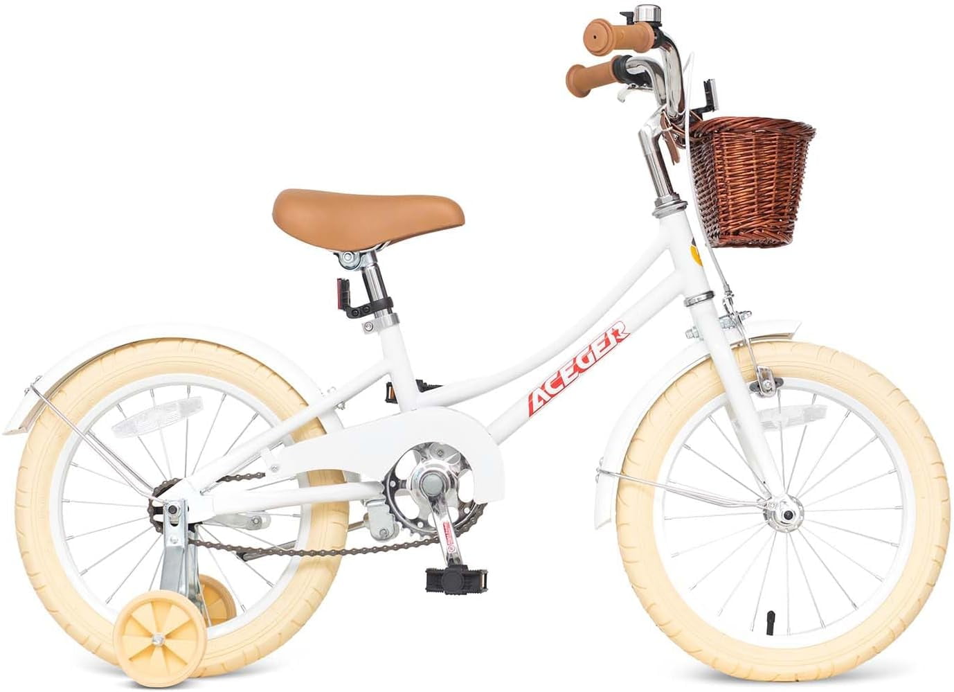 ACEGER 16 Inch Girls Bike with Basket, Purple, Training Wheels, Ages 4-8