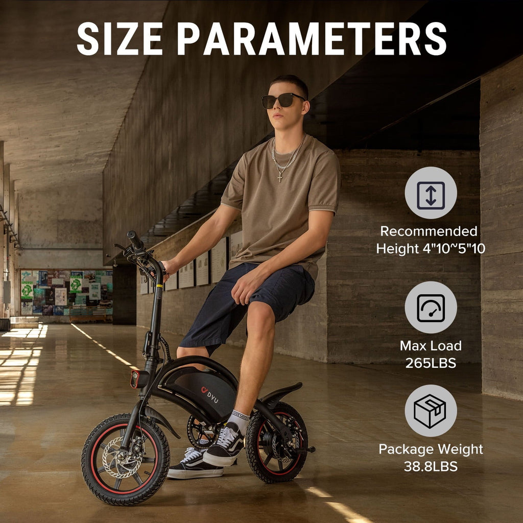 DYU D3F Electric Bike Peak 500W 36V, 14 Mini Ebike for City Commuter, Folding Electric Bicycle for Adult, UL2849