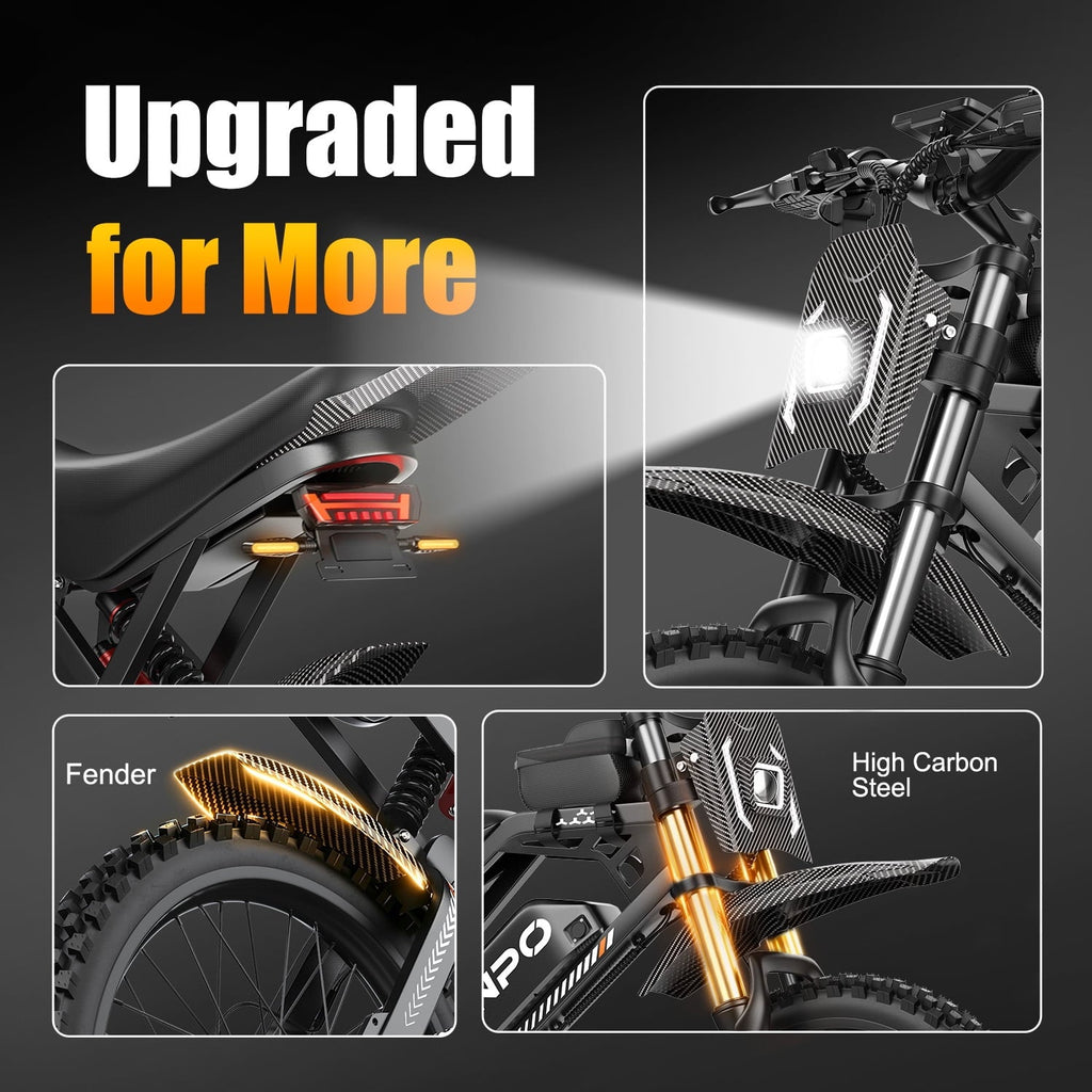 AONPO A20 Pro Electric Bike for Adults, 20*4.0 Fat Tire E-Mountain Bicycle,Peak 2000W Motor 52V 22.5Ah 7-Speed E-Bike UL2849, LCD Display with NFC Unlock