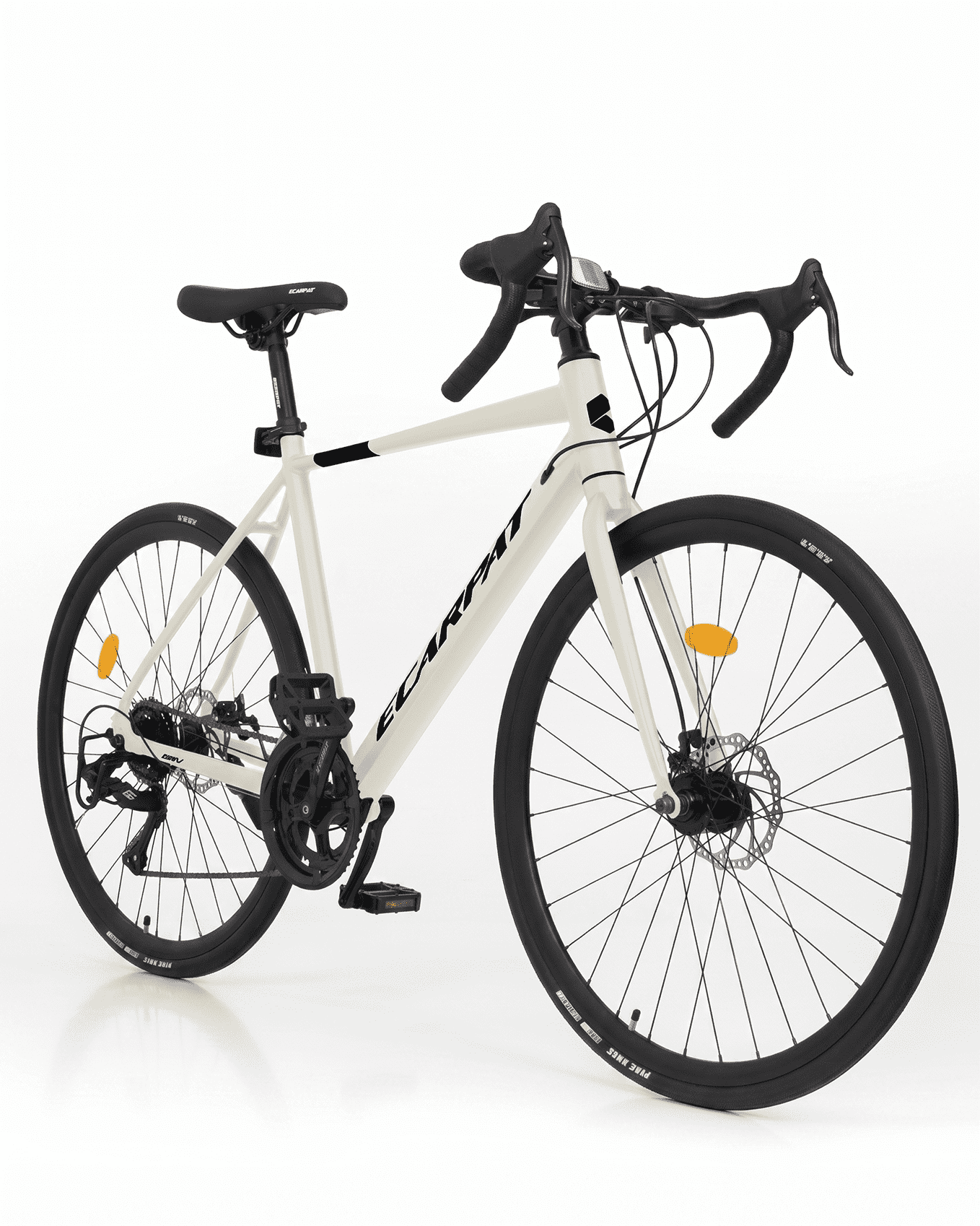 700C Road Bike 16 Speed, Sport Bike Performance Aluminum Road Bike, City Commuter Bicycle with Dual Disc Brakes, Lightweight Racing Bicycle for Men &Women, Cream