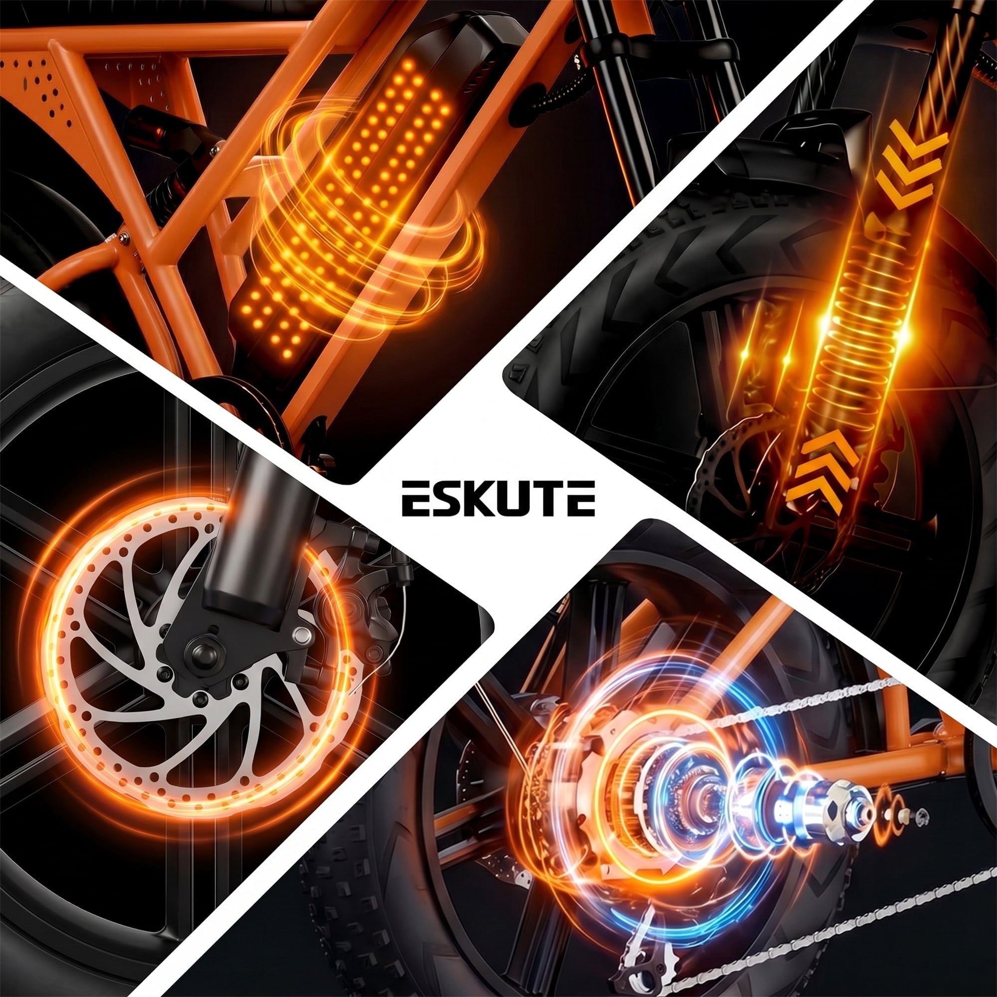 ESKUTE V100 Electric Bike for Teens Adults Students, 750W 28 Mph 48V 13 Ah,16x4.0 Fat Tire E Bicycle, 7-Speed Dual Suspension Mountain EBike Black, UL2849