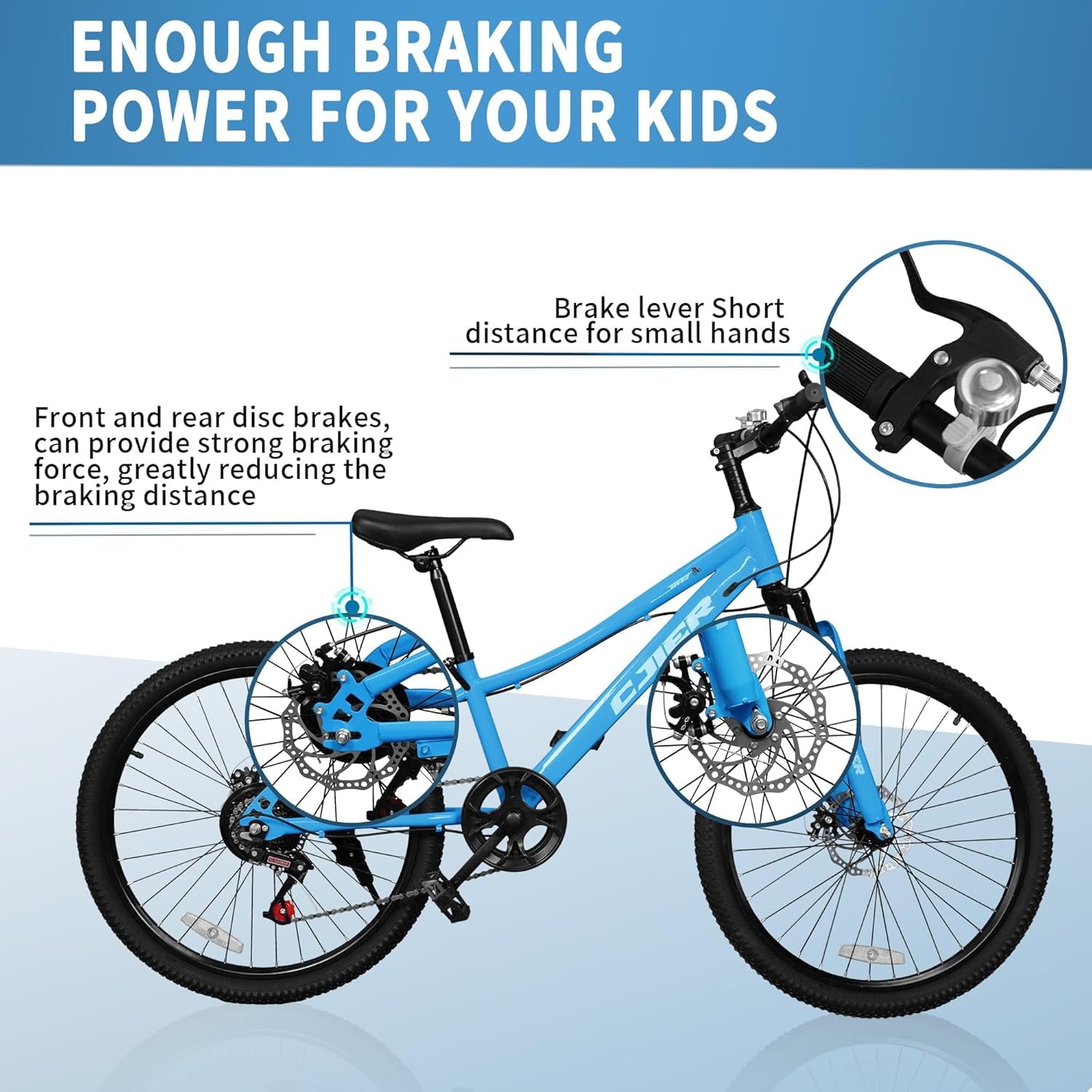 DEYGIA 20 Inch Kids Mountain Bike, Bikes for Boys, 7-Speed with Front Suspension, Dual Disc Brakes & Knobby Tires for Ages 6-14, Multi Color