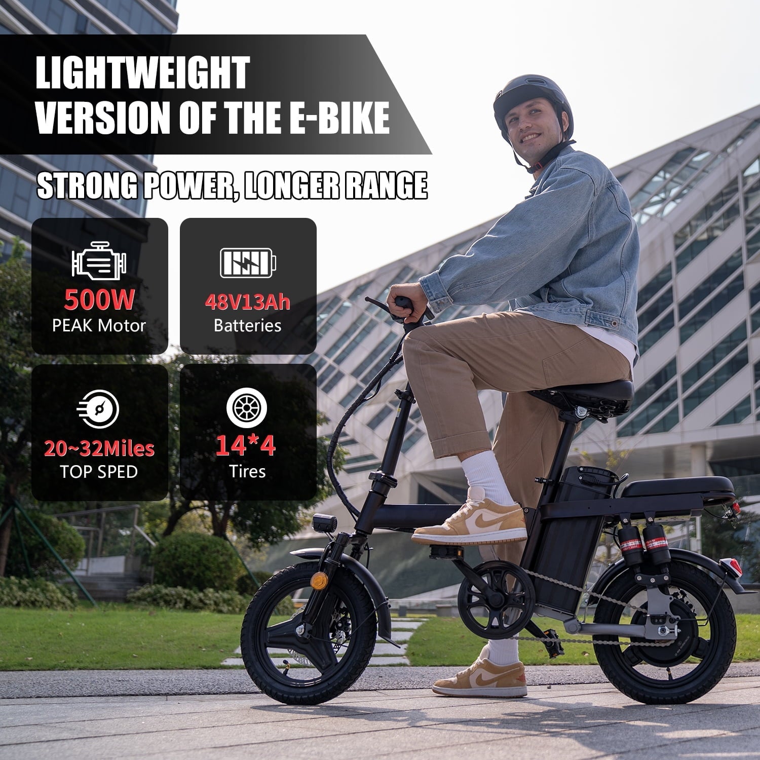 Electric Bike for Adults,  Electric Bicycle with 48V Removable Battery,14 Folding Ebike, 20MPH,30+ Miles(MAX),500W High Motor,Multi-Shock Absorption,UL 2849,Commuting Mini E Bikes