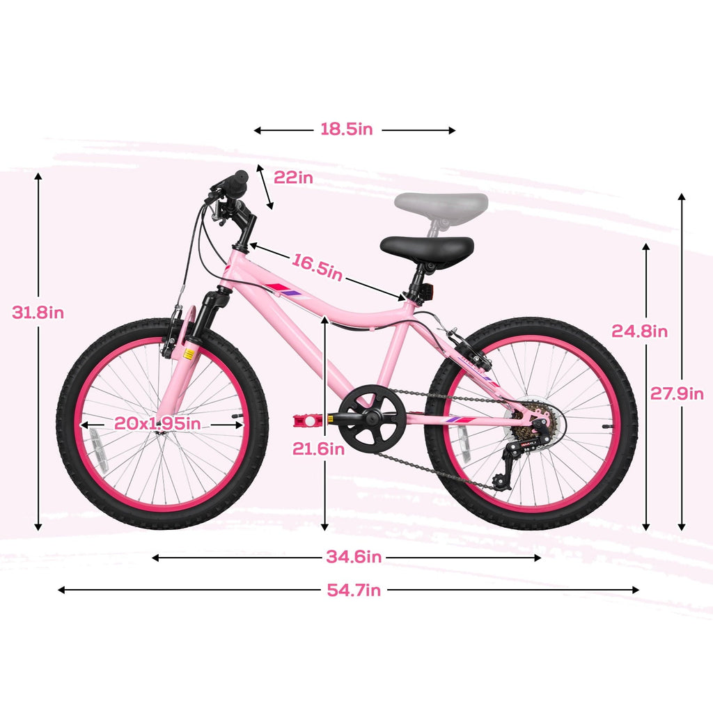 Hykolity 24 inch Kids Mountain Bike,7 Speed Kid Bicycle Age 8-14 Year Old with Front Suspension Fork,Adjustable Seat Height,High-Carbon Steel,Purple