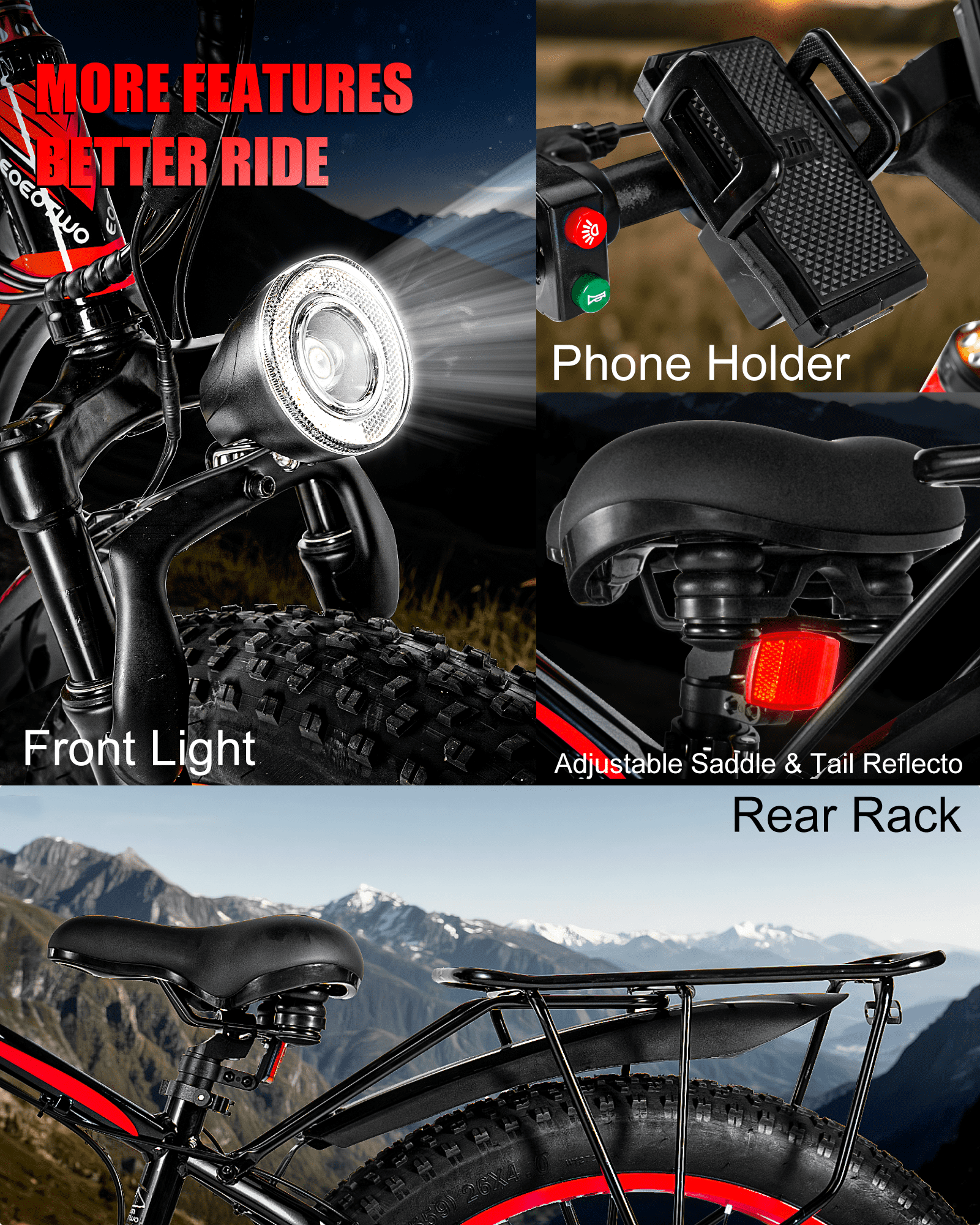 EOEOTWO 26 Fat Tire Electric Bike for Adults, 1500W Motor 34Mph, 48V 15Ah Battery 60Miles Range, Mountain Ebike, UL 2849 Certified