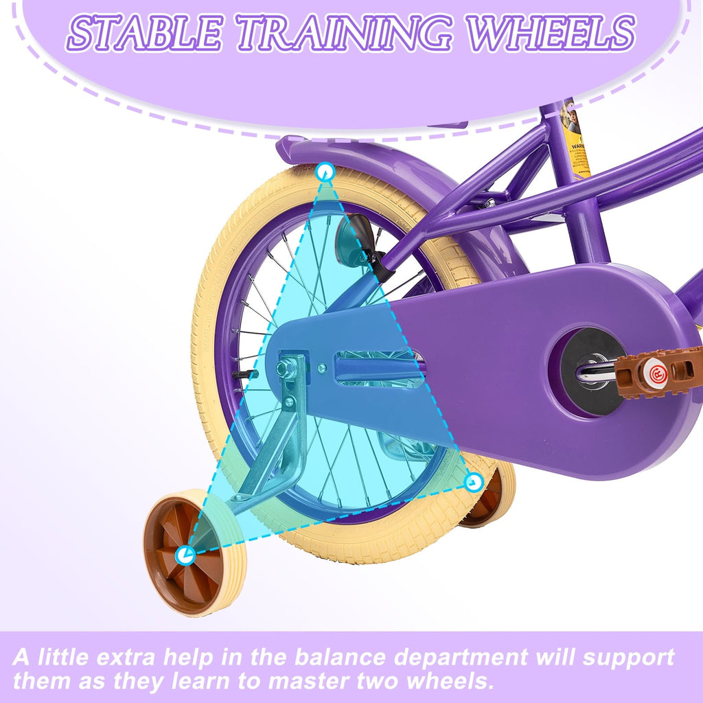XJD Girls Bike for Toddlers and Kids Ages 2-12 Years Old,12 14 16 Inch Kids Bike with Training Wheels & Basket, 20 Inch Girls Bicycle with Handbrake & Kickstand