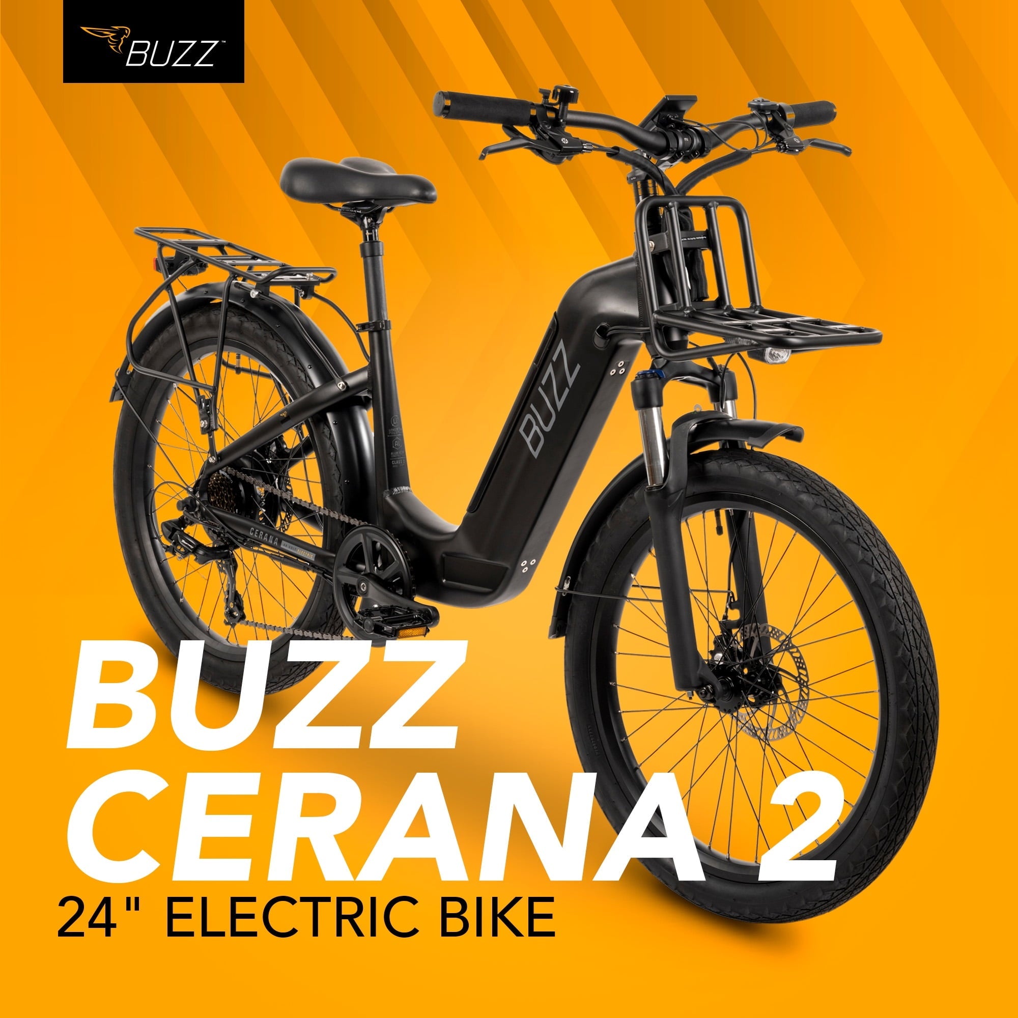 Buzz 24 Cerana 2 48V Electric Bike, Fits Riders 60+, Matte Black, Adult, Unisex