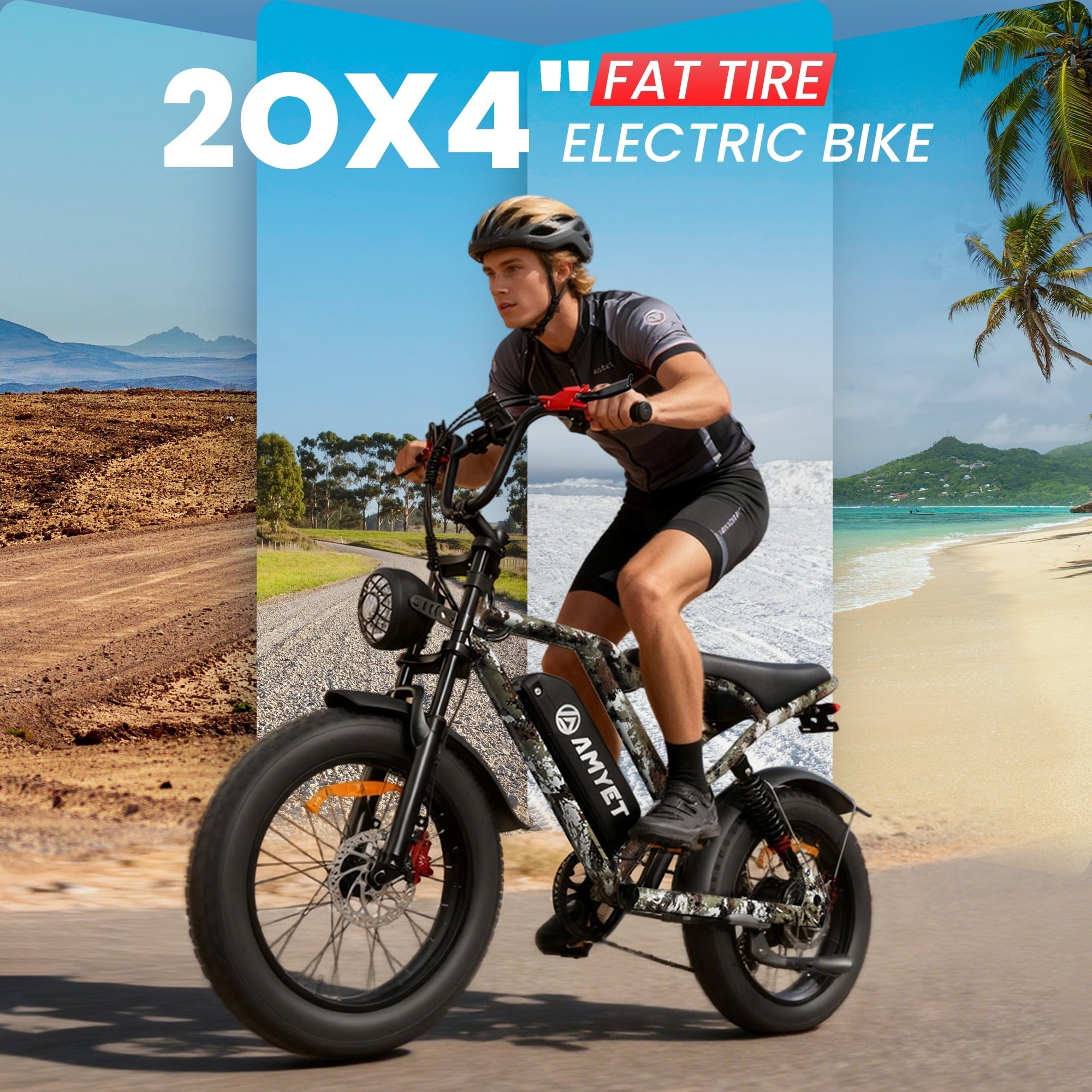 AMYET S8-S Electric Bike 1000W(1500W Peak), 48V 20Ah, 20x4.0 Fat Tire Ebike for Adults, Hydraulic Disc Brakes E-Mountain Bicycle, UL2849