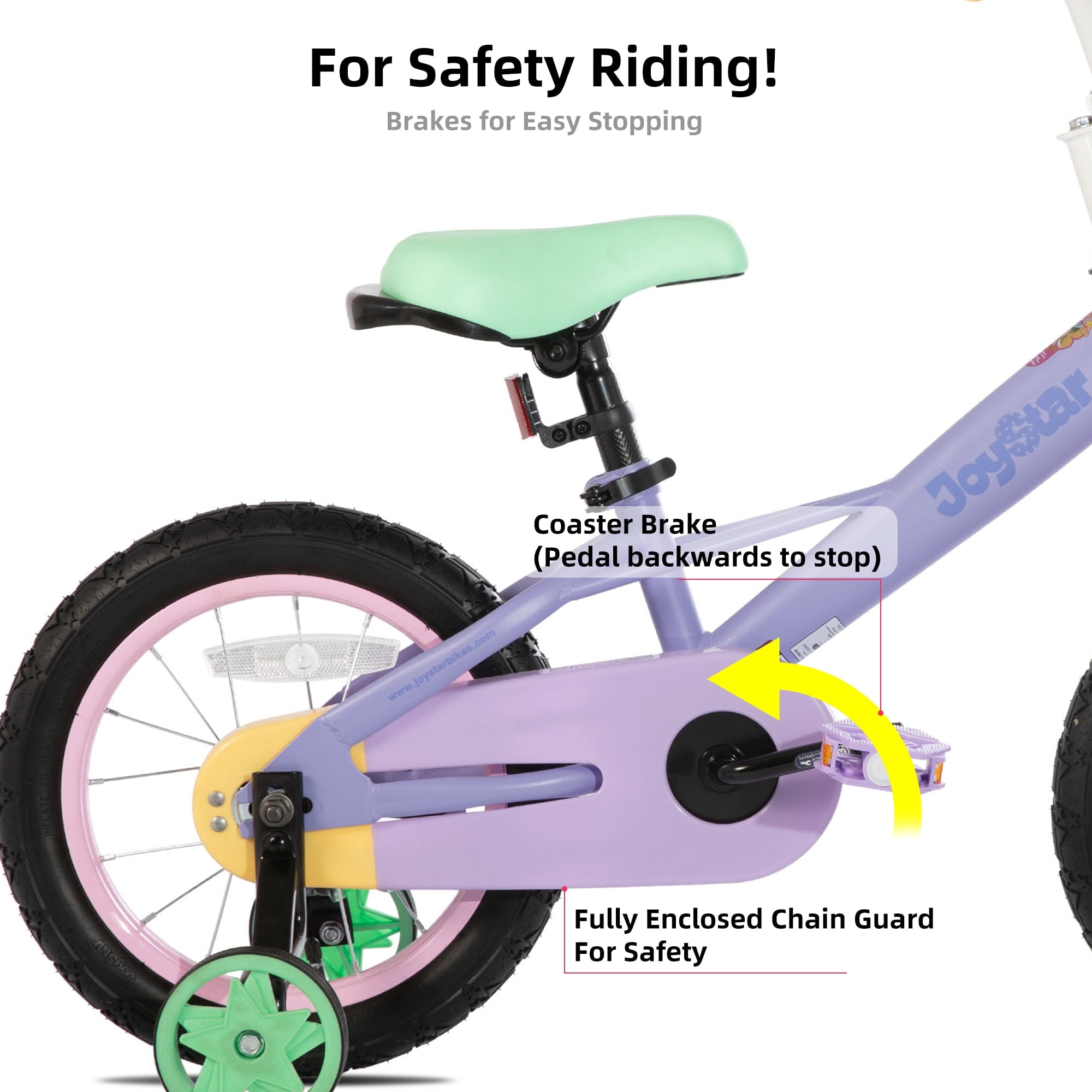 JOYSTAR 12 14 16 Kids Bike for 2-7 Years Girls 33-53 Inch Tall, Rainbow Toddler Bicycle with Basket, Training Wheels & Coaster Brake, 85% Assembled, Macarons