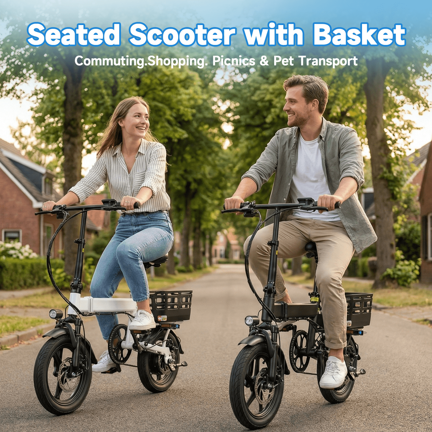 BroPath Electric Bike for Adults, Ebike, Electric Bicycle with 576WH Battery,14 Folding Ebike for Teens, 20MPH,20+ Miles(MAX),500W Motor,Multi-Shock Absorption,Mini E Bikes with Baskets,UL2849