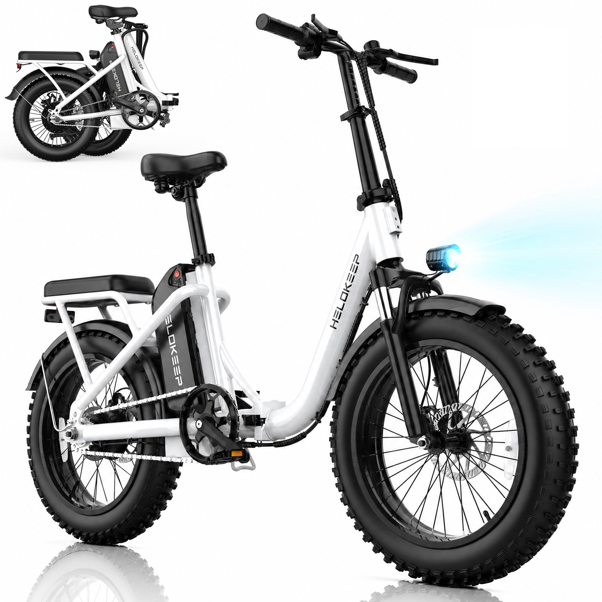 750W 1200W Folding Electric Bike for Adults, 48V 10Ah Removable Battery, 16 Fat Tire Ebike, Dual Disc Brakes & Front Suspension, UL 2849, Black