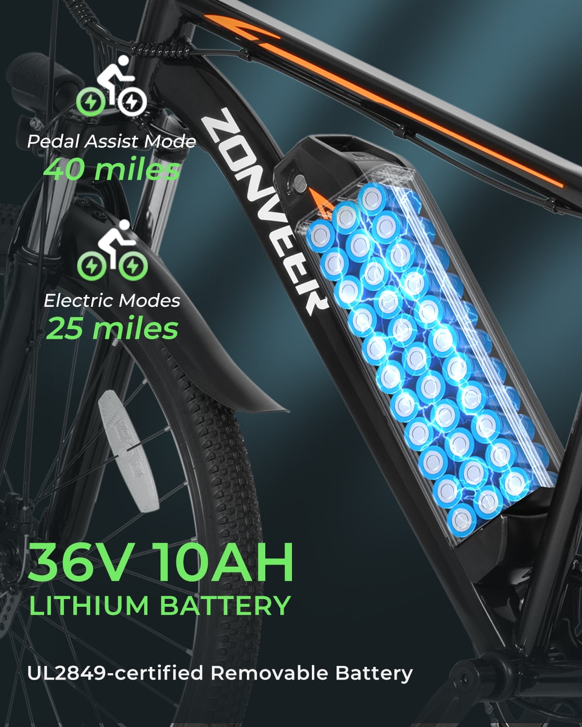 DYU 26 Electric Bike for Adults, 36V/10AH Removable Battery, Peak 750W Brushless Motor, 50 Miles Commuting Range, Front Fork Suspension, Shimano 7 Speed, UL2849