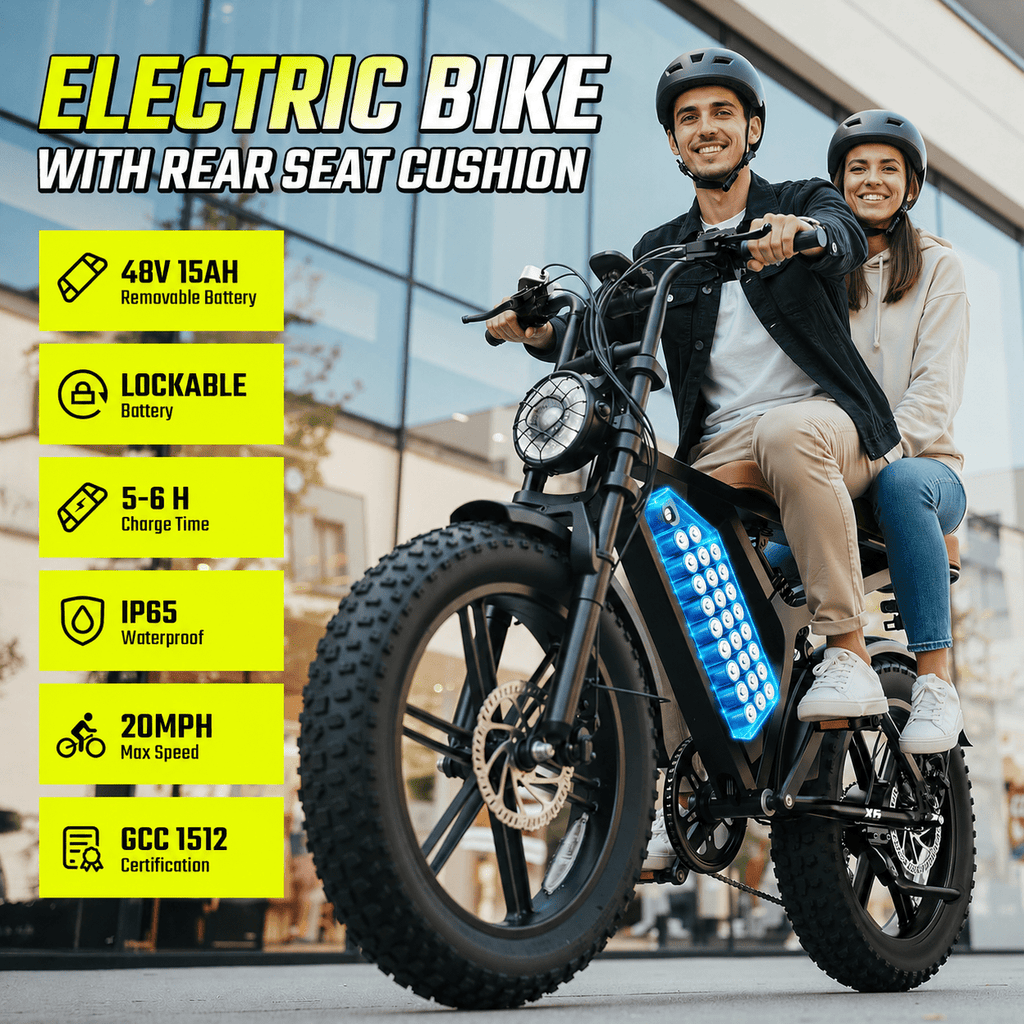 TST Electric Bike for Adults, 48V/15AH Battery, 20x4 Fat Tire, 750W Motor Off-Road E Biker, UL2849
