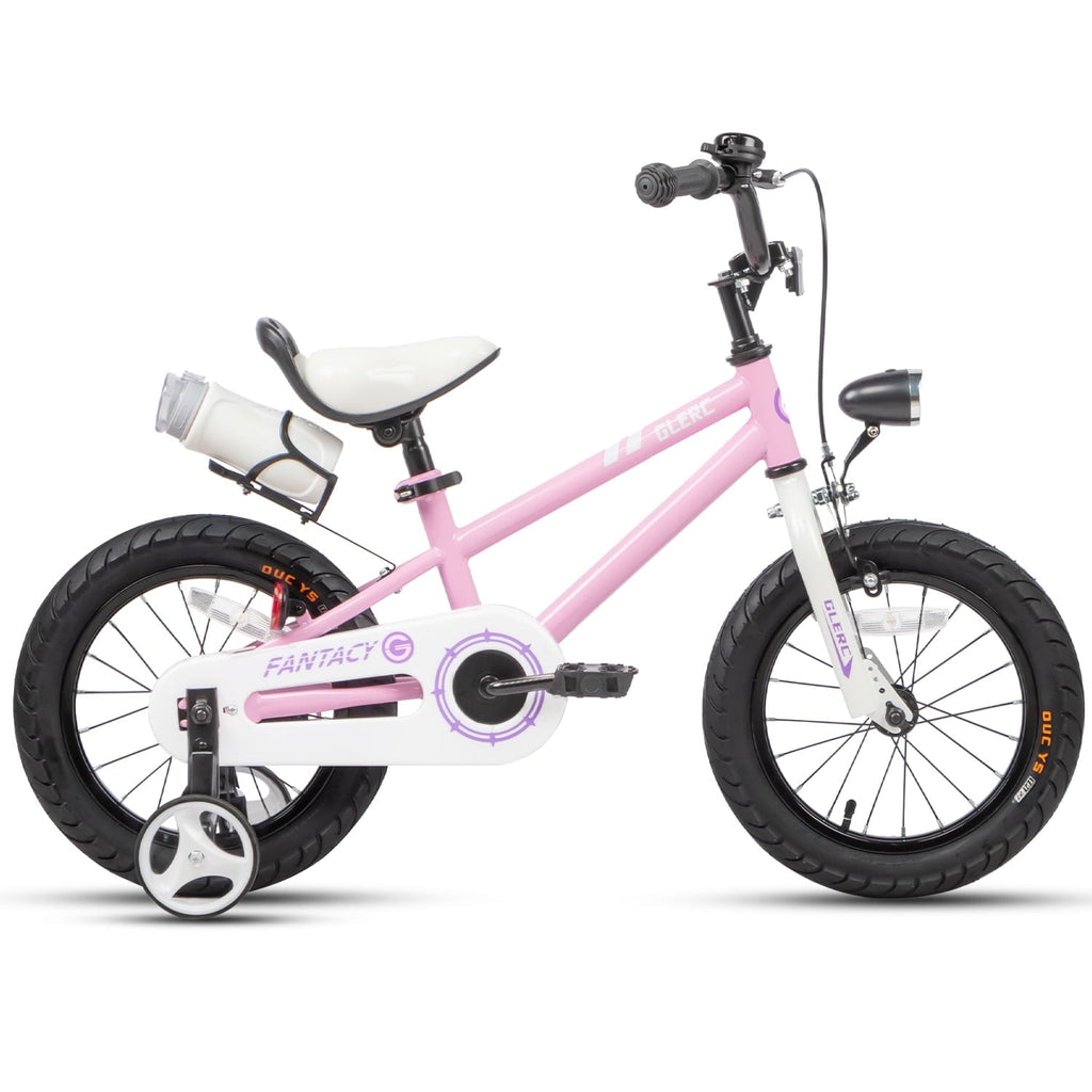 Glerc 14 inch Kids Bike for Child 3-5 Year old Boys Girls with Water Bottle Holder & Headlight & Training Wheels, Black