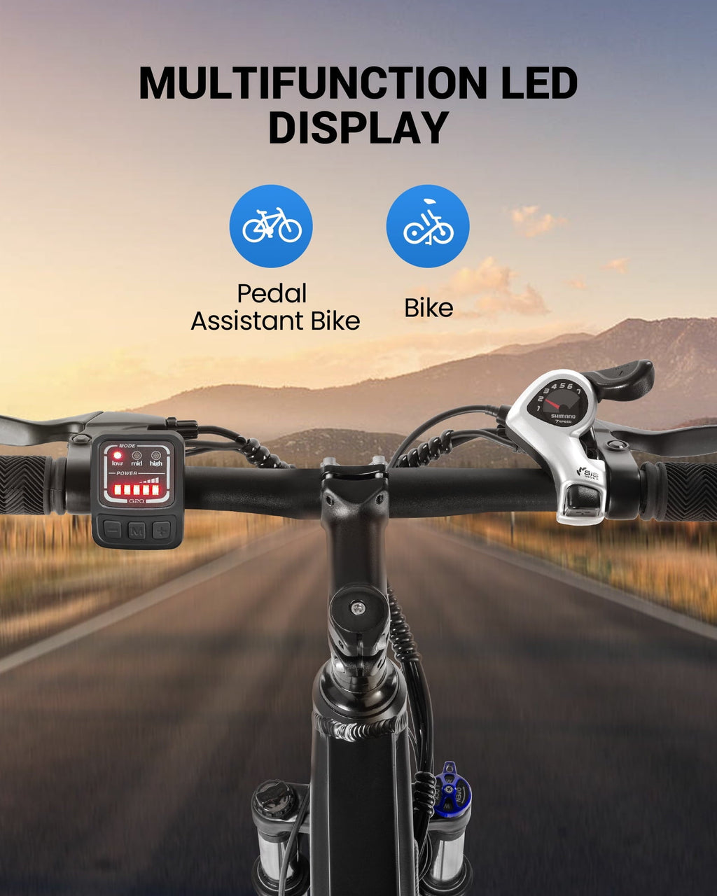 MIHOVER 26Electric Bike for Adults 350W 20MPH, 36V Removable Battery 7-Speed, UL2849 Certified City & Light Off-Road E-Bike with Lock -Black