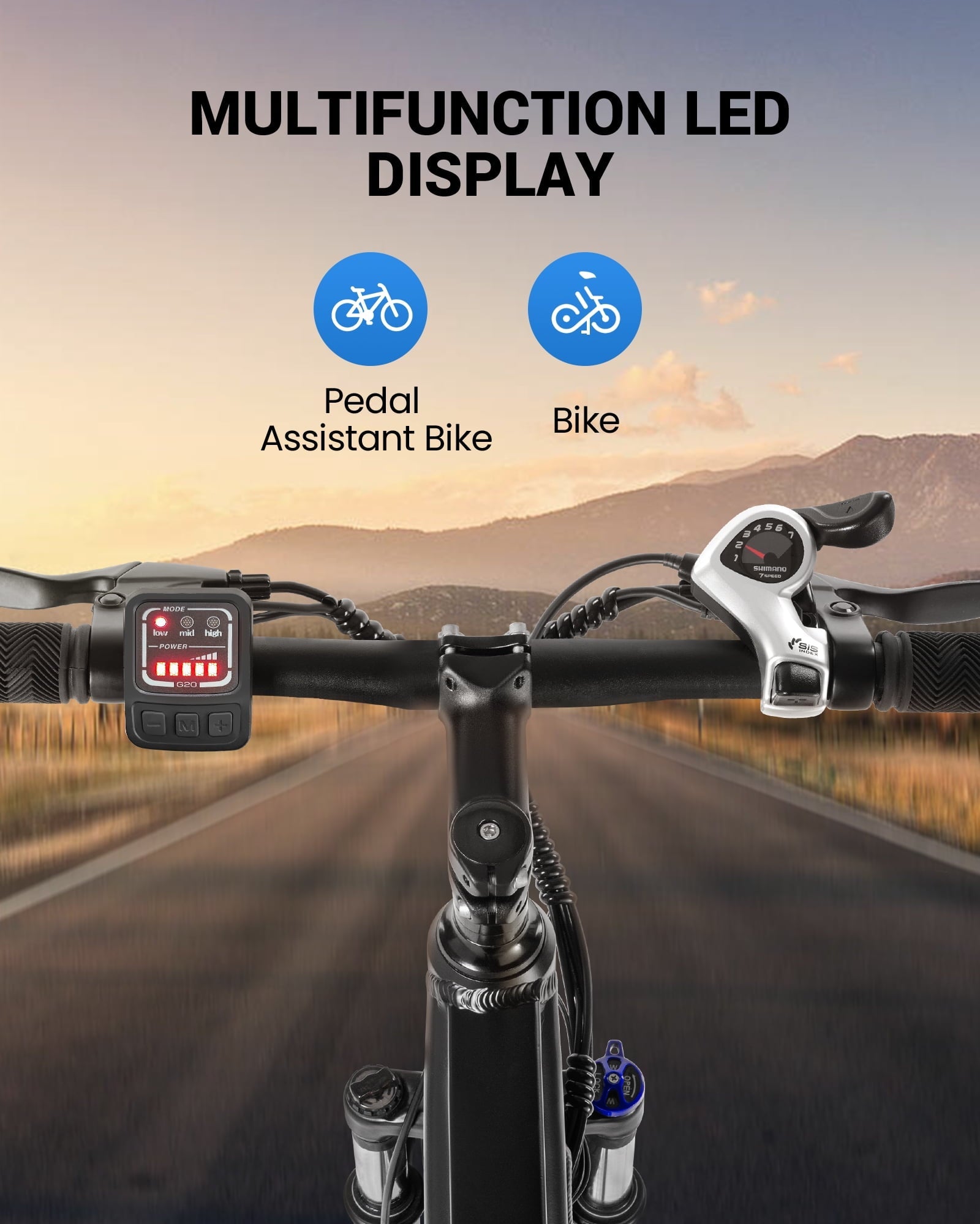 MIHOVER 26Electric Bike for Adults 350W 20MPH, 36V Removable Battery 7-Speed, UL2849 Certified City & Light Off-Road E-Bike with Lock -Black