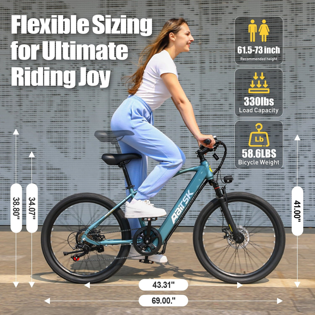 Unibike 26Electric Bike for Adults, Top Speed 22 MPH, 400W Ebike for Teens, 36V 10AH Lithium Battery, Mountain E Bike, Blue