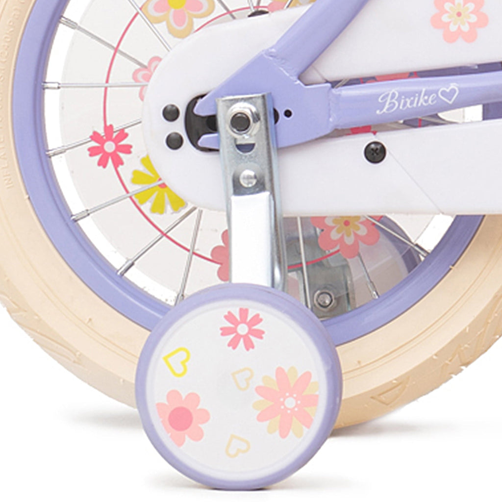 ACEGER 14 Inch Girls Bike with Basket, Training Wheels, Doll Seat, Purple Kids Bicycle for Ages 3-5