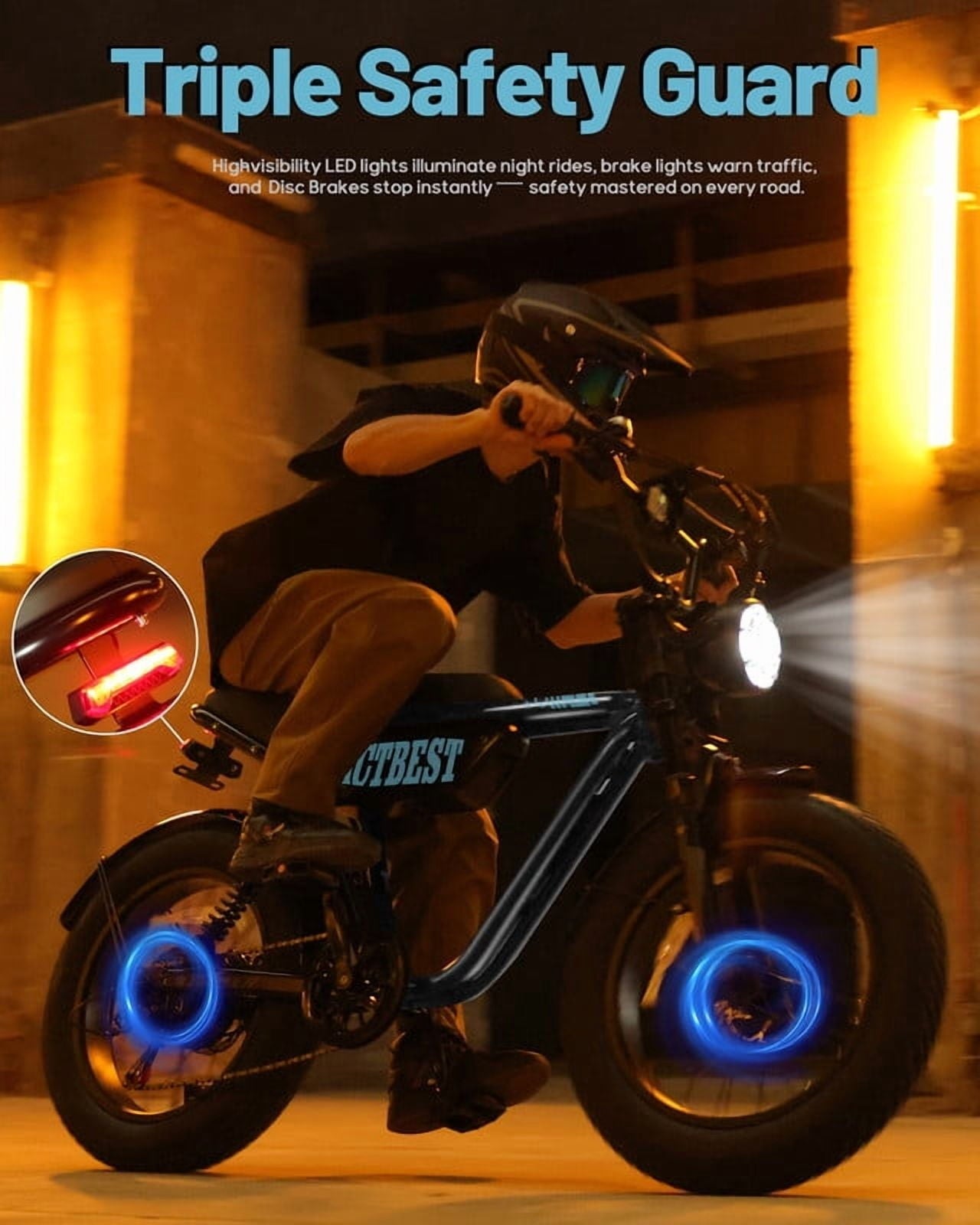 Electric Bike for Adults, Peak 1500W 28 MPH Fat Tire All-Terrain Electric Motorcycle, Full Suspension Mountain Electric Dirt Bike for Men/ Women Black & Blue