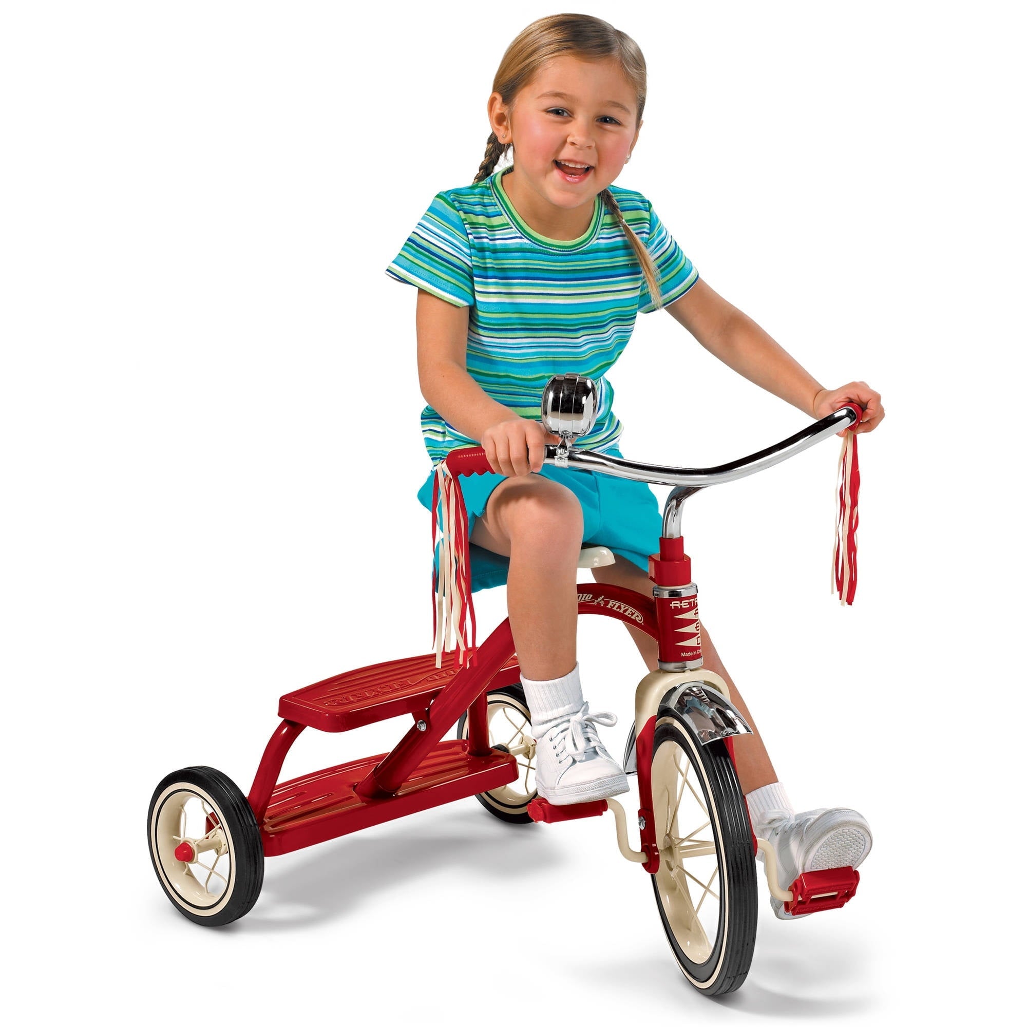 Radio Flyer, Classic Red Dual Deck Tricycle, 12 Front Wheel, Red, Kids Ages 2.5 - 5 Years