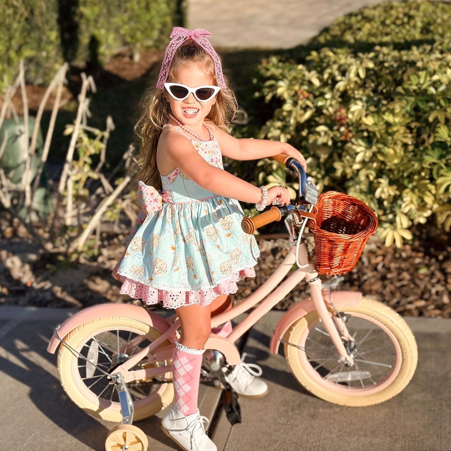 ACEGER 16 Inch Girls Bike with Basket, Purple, Training Wheels, Ages 4-8