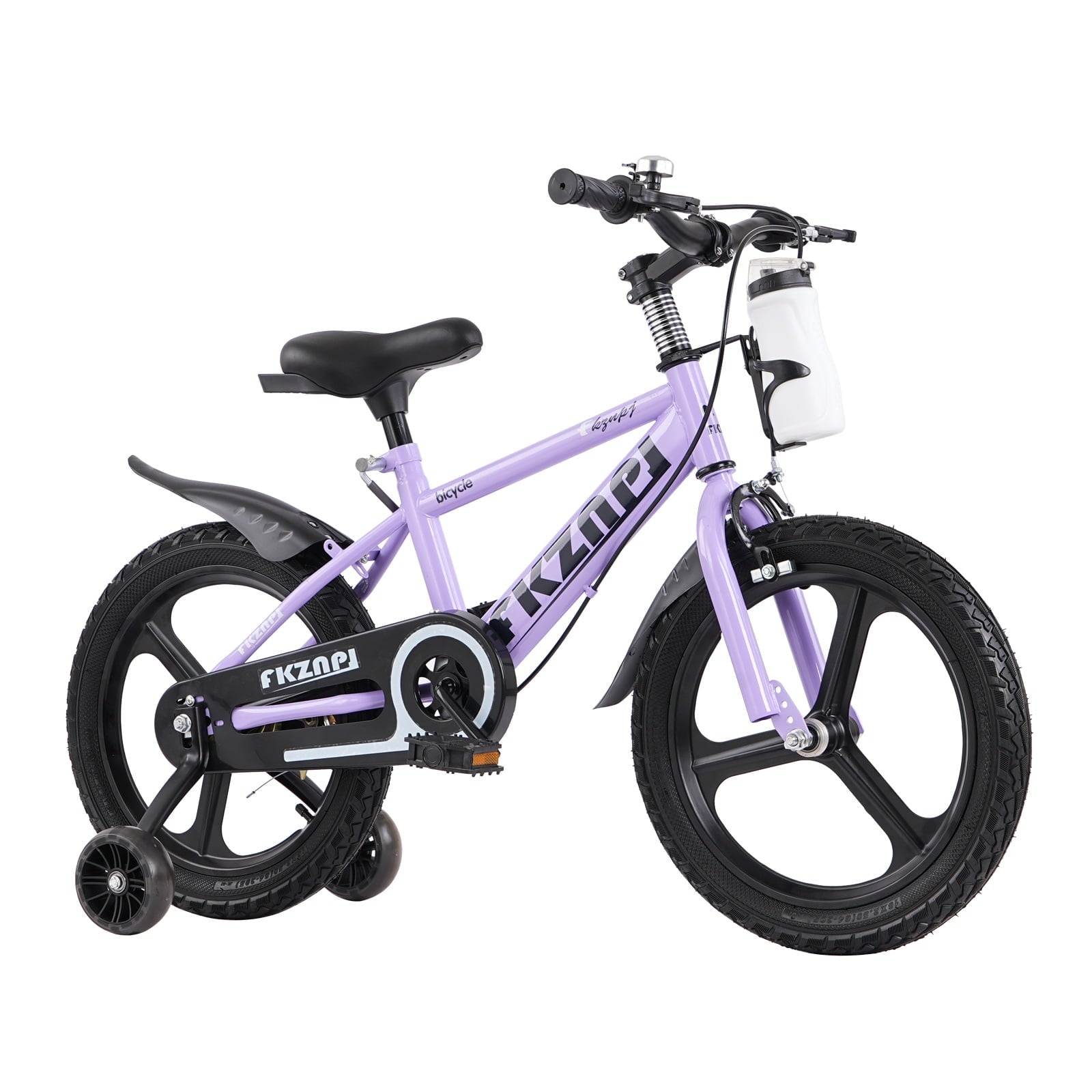 Holaki 18 inch Kids Bike with Training Wheels & Handbrake for Boys & Girls Ages 5-9, High Carbon Steel Frame Adjustable Seat Kids Bicycle with Kettle Stand & Night Glow for Birthday Gift, Purple