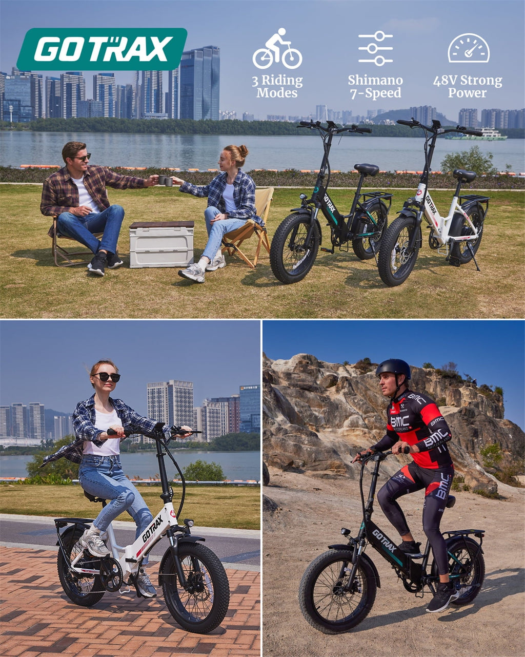 GOTRAX R2 Folding Adult Electric Bike, 500W 20mph, 20 x 3 Fat Tire, LCD Display, Black