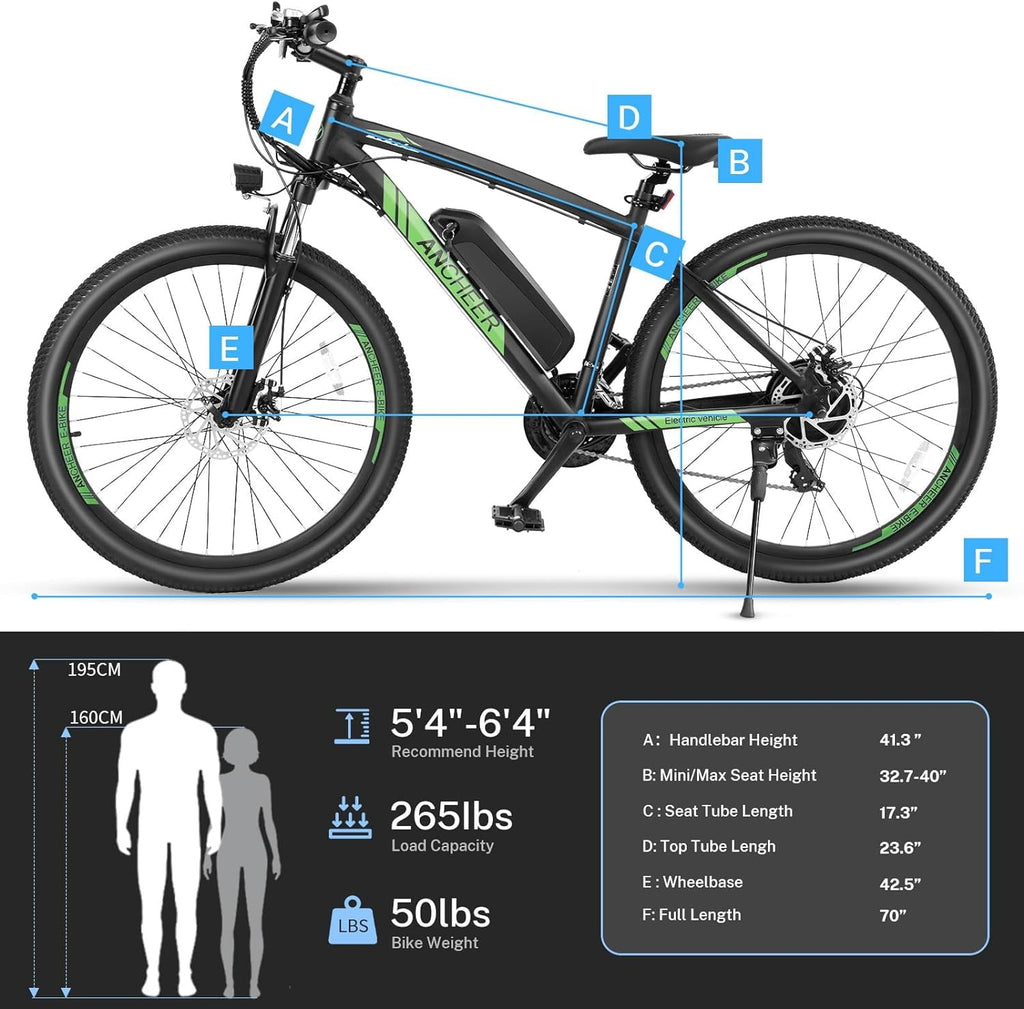ANCHEER 500W Electric Bike for Adults 27.5 Electric Mountain Bike 3 Hours Fast Charge, Ebike for Adults with 48V 10.4Ah Removable Battery, Electric Bicycles LCD Display UL2849