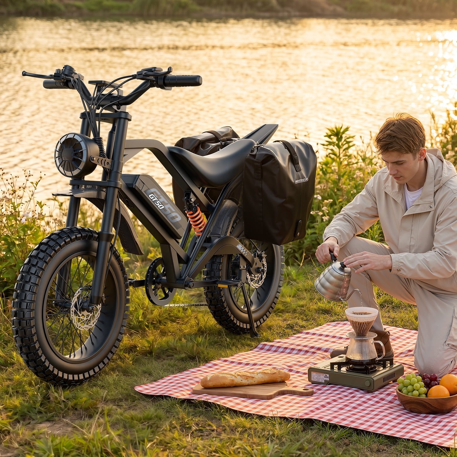 ASKGO Electric Bike for Adult, 2200W Peak Electric Dirt Bike, 100 Miles, 7 Speed Electric Motorcycle, 48V Removable Battery, 20 Fat Tire Off Road Ebike, Full Suspension Ebike for Snow/Beach/Mountain