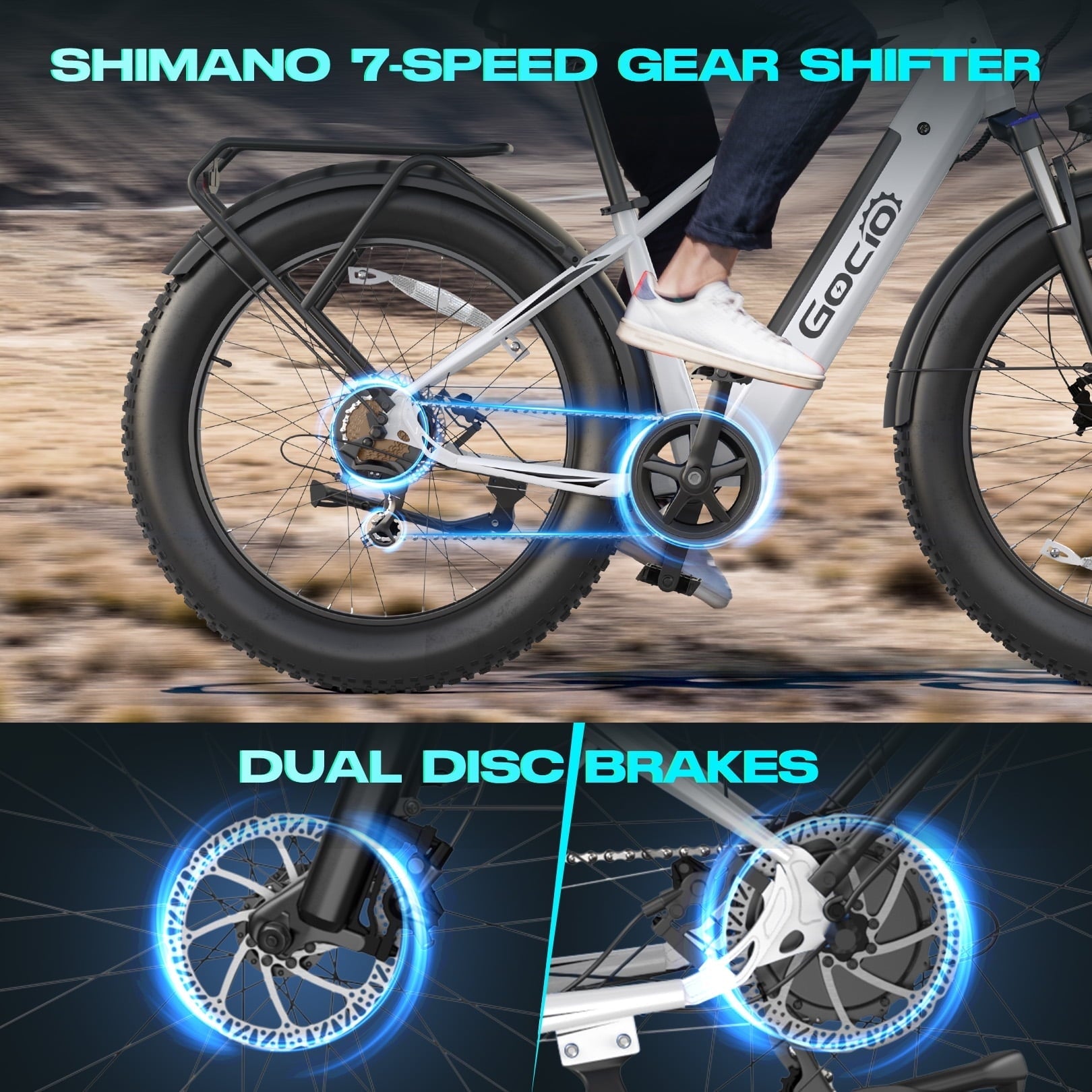 Gocio UL2849 Certified 26x4.0 Fat Tire Electric Bike for Adults, 1500W Peak Motor, 48V 15Ah Battery, 25MPH Max Speed, Off-Road Mountain E-bike