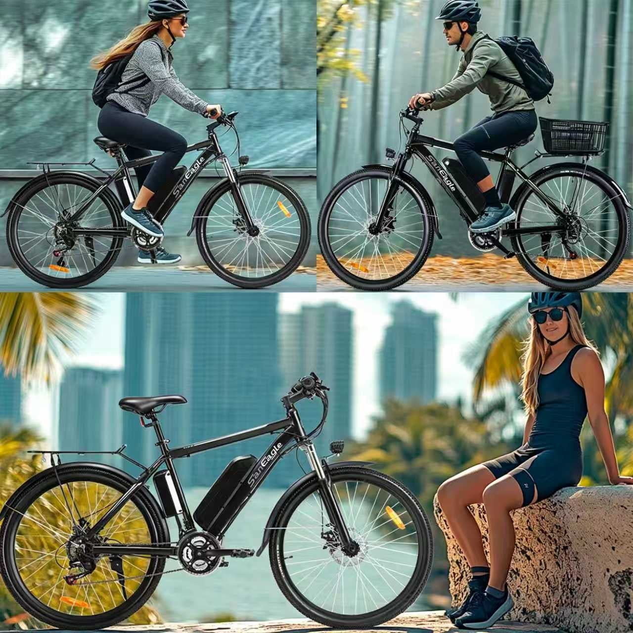 Saneagle 700W City Electric Bike for Adults, 36V 10.4Ah Removable Battery, 26 Commuter E-Bike, Shimano 21 Speed, UL 2849 Certified, Black