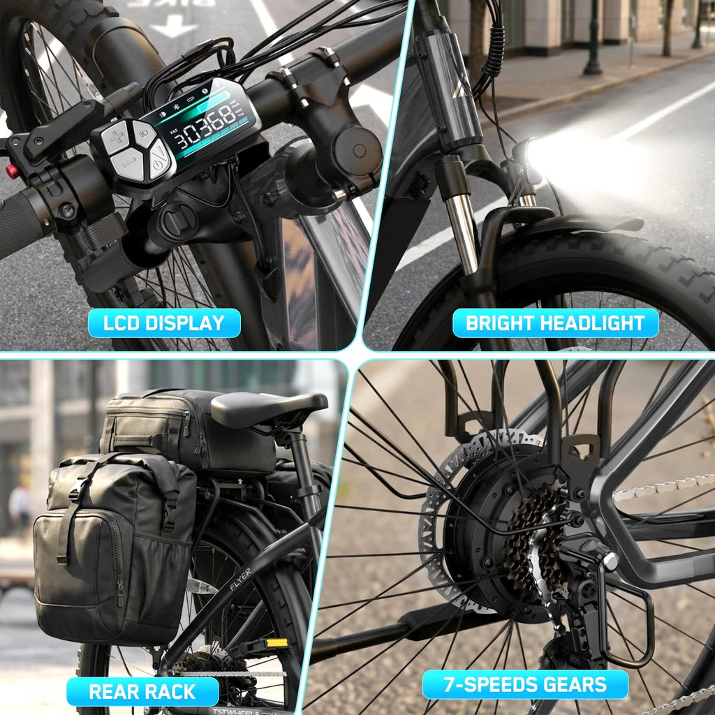 TST Electric Bike for Men, Peak 1000W E Mountain Bike, Electric Bicycle, 27.5 Tire EBike, Hydraulic Disc Brakes, 48V/15Ah Battery