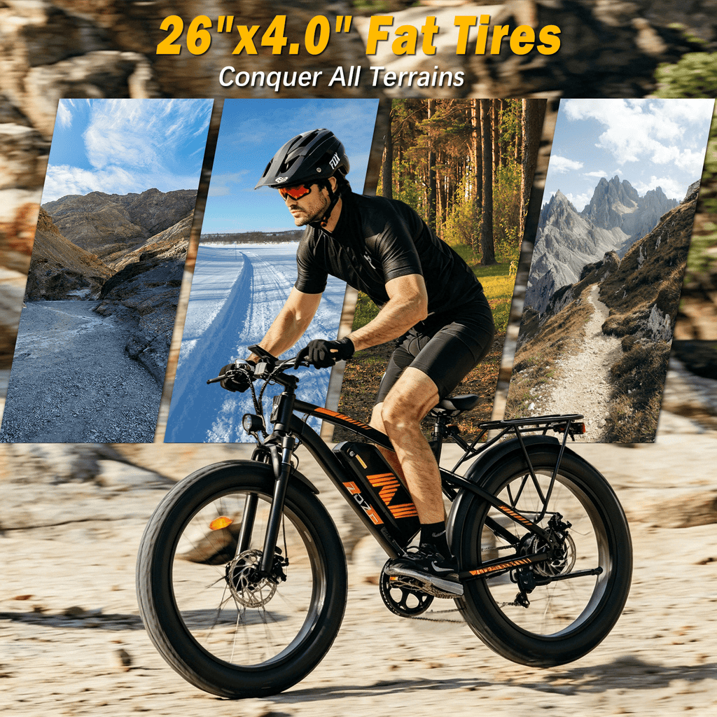 ZDZA Electric Bike for Adults, Peak 1500W Motor E-Mountain Bicycle, 26 Fat Tire 28mph Ebike, 48V 15Ah Removable, Dual Suspension with Shelf UL2849, Black