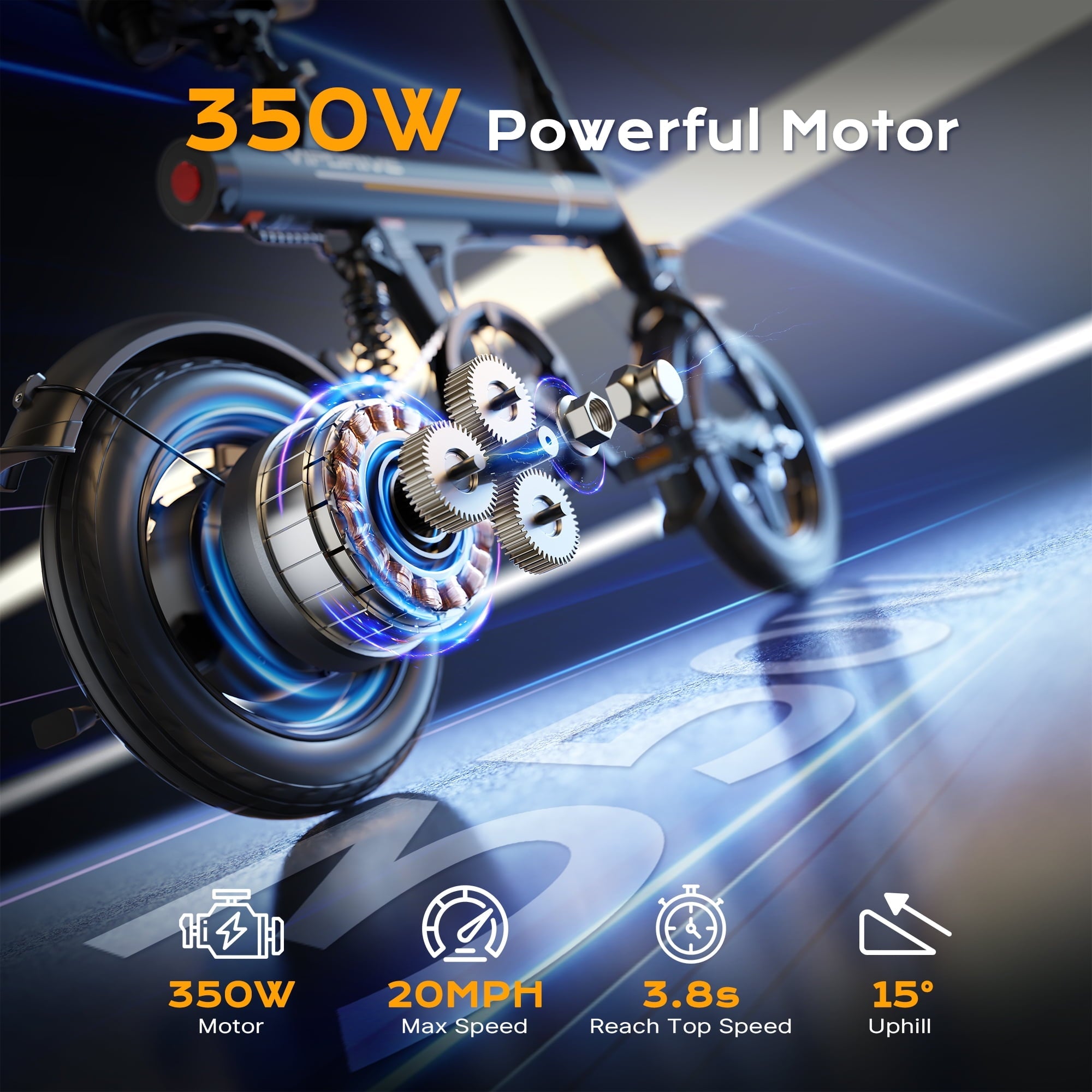 VIPDRIVE Electric Bike, 14 Folding EBike for Adults, 500W Peak Motor, 36V 7.8Ah Battery, 20MPH City Commuter E-Bike, Mini Ebike, LCD Display, UL2849