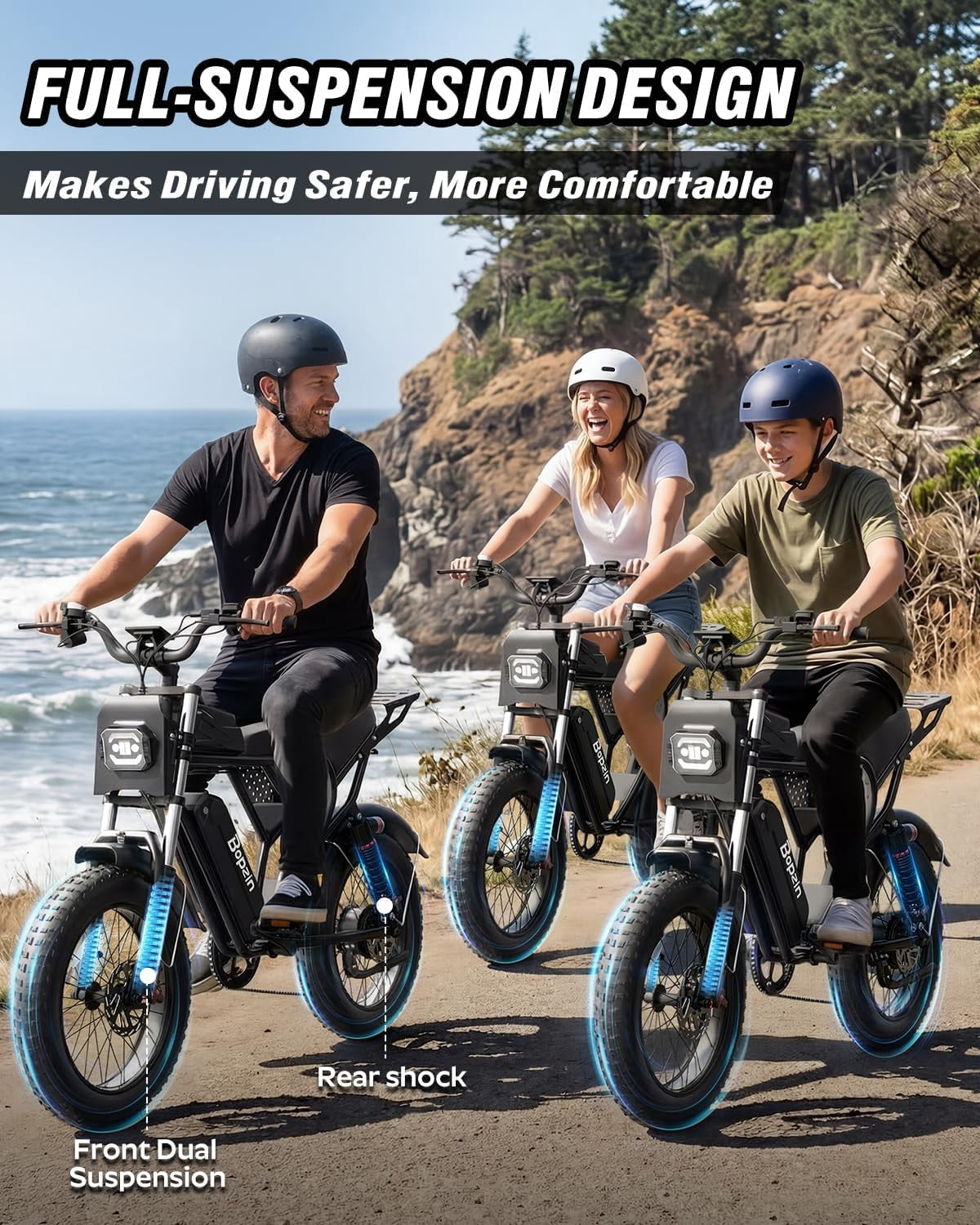 Peak 1500W Electric Bike for Adults,48V 20Ah,Max 80miles & 28mph Electric Bicycle, 20 Fat Tire Full Suspension Mountain Bike UL2849