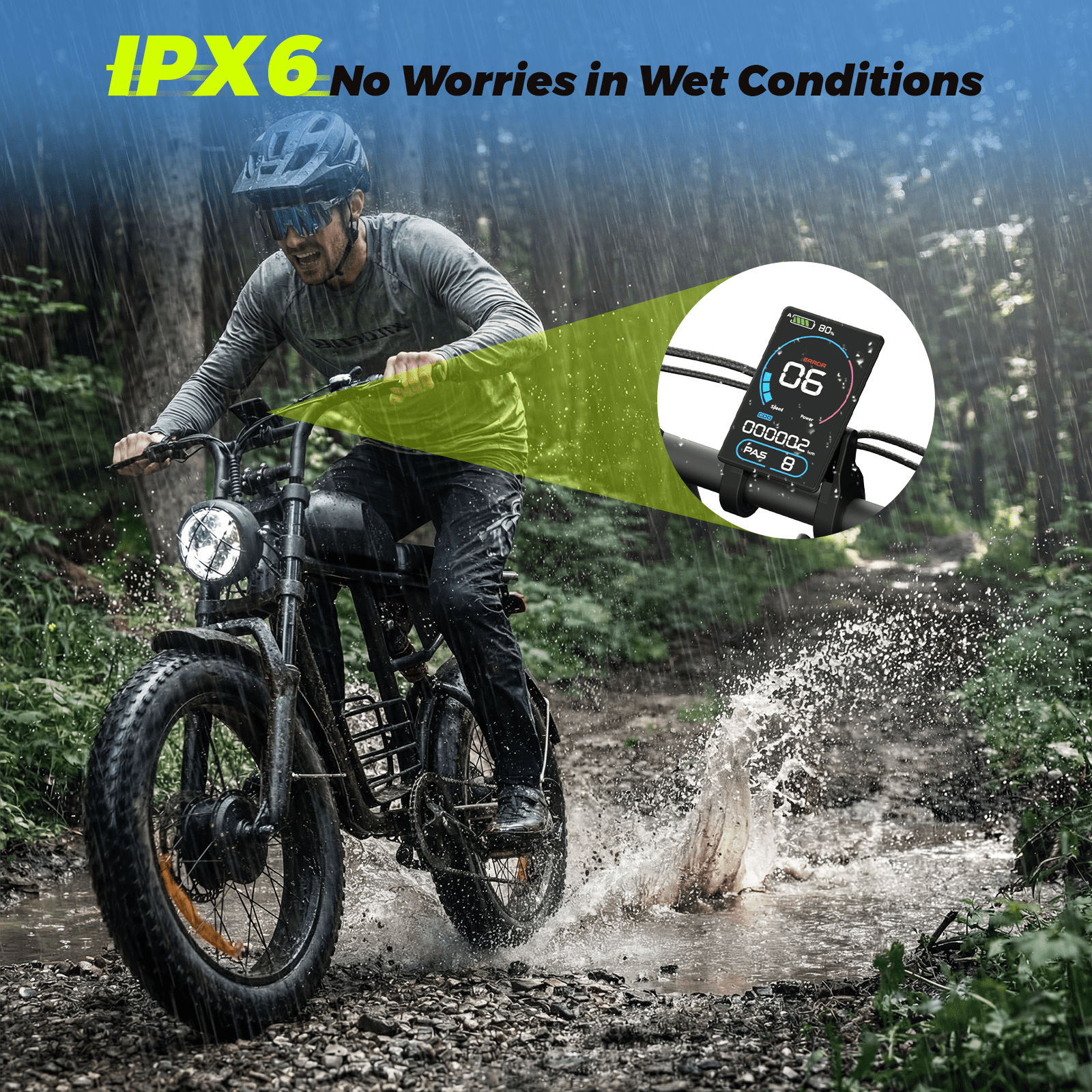 Electric Bike for Adults, 1500W Dirt Bike, 34MPH, 48V 18.9Ah E-Bike, 20 Fat Tire Off-Road Bike, All Terrain for Mountains, Snow, Sand, Road