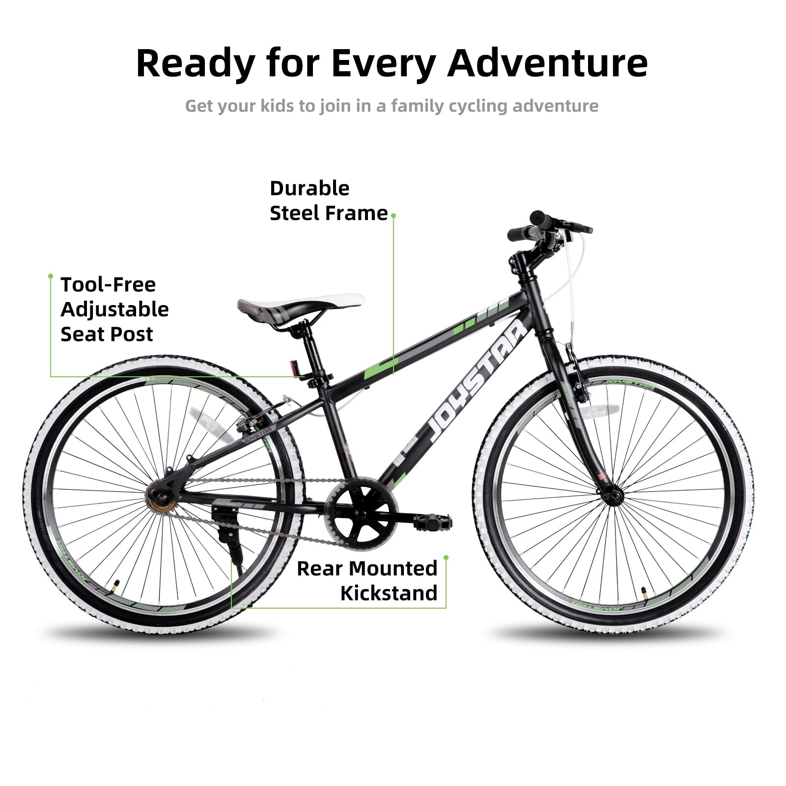 JOYSTAR Lubbock 20 24 Inch Kids Bike for Boys & Girls Ages 7-12 Years Hardtail Mountain Bike for Kids with 1-Speed/7-Speed Drivetrain, White Wall Knobby Tires, Kids' Bicycle