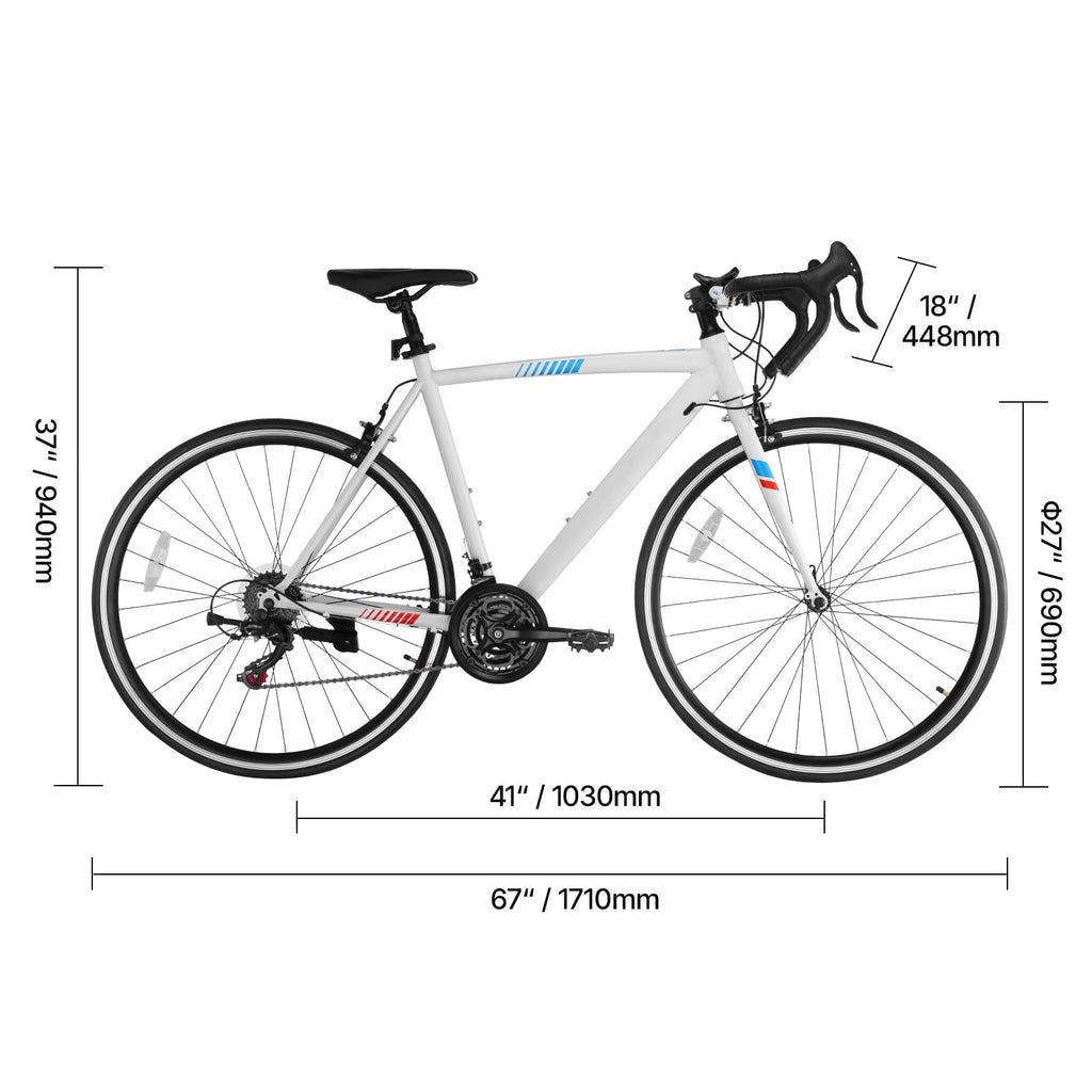 KFFKFF Road Bike with 700C Wheels, 21-Speed Drivetrain, Carbon Steel Frame, Drop Bar, and Caliper Brake for Urban Commuting and Sport Cycling