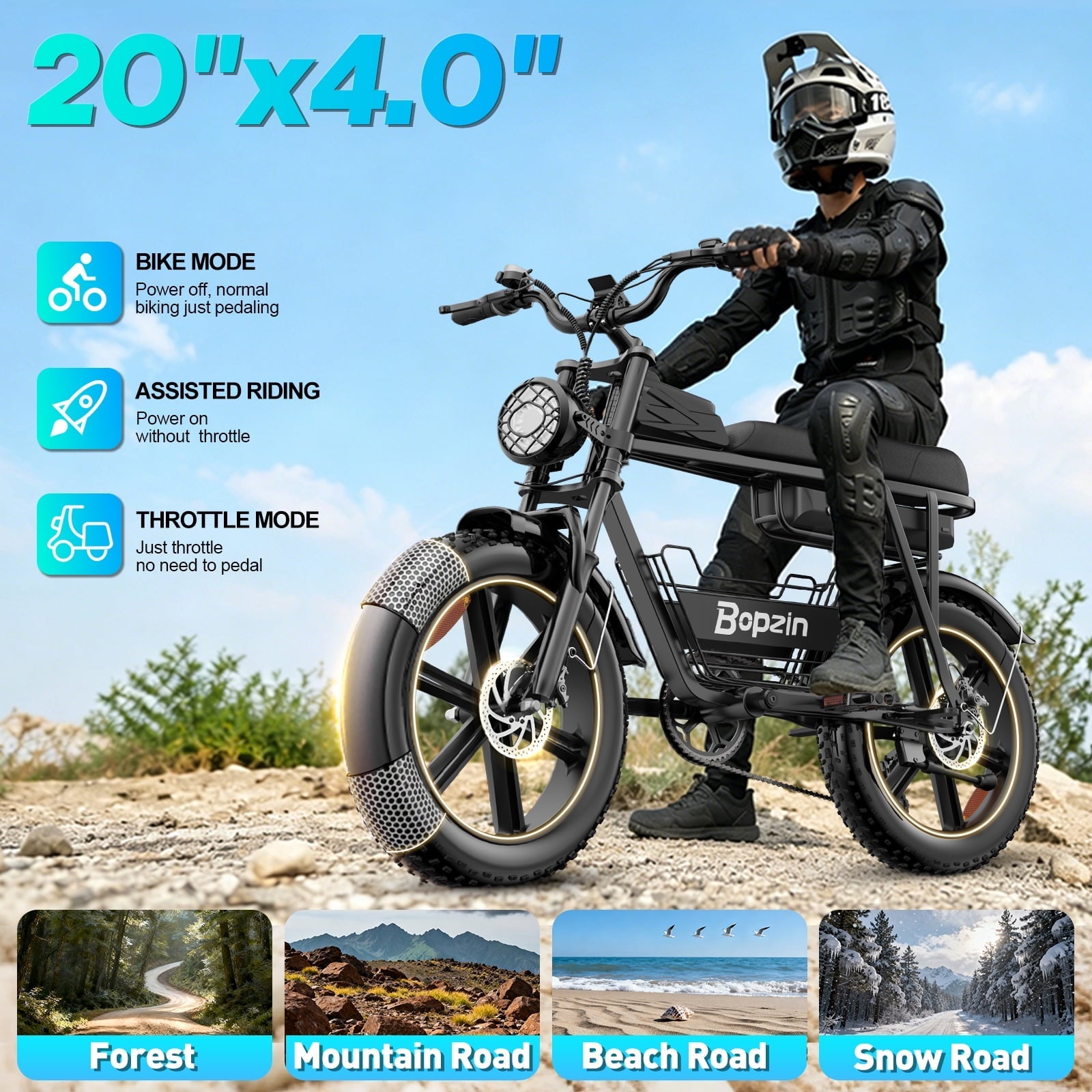 Electric Bike for Adults,1500W 35MPH,48V 20AH 30-80 Miles,20'' Fat Tire Mountain Bike with Rear Rack UL2849