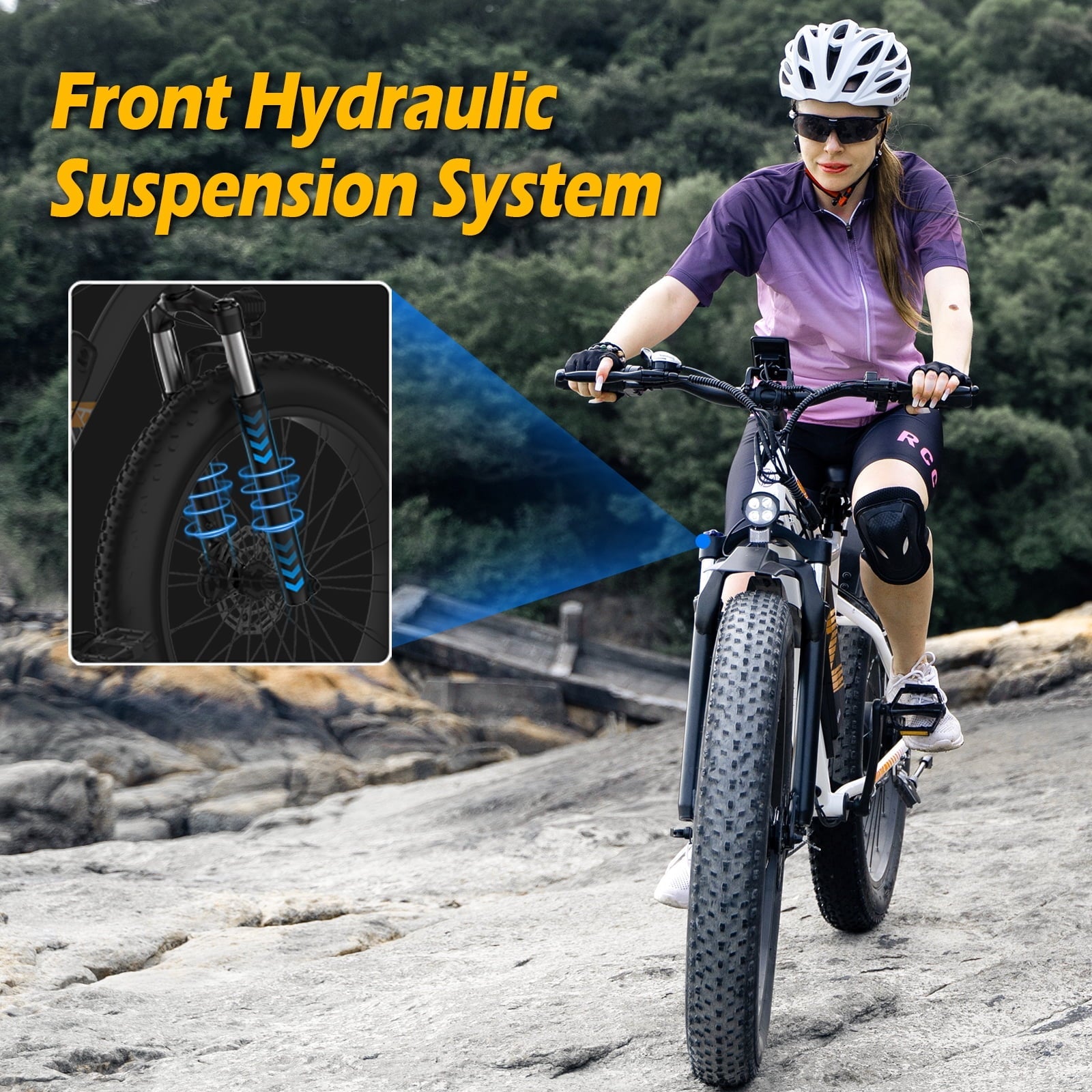 ZDZA Electric Bike for Adults, Peak 1500W Motor E-Mountain Bicycle, 26 Fat Tire 28mph Ebike, 48V 15Ah Removable, Dual Suspension with Shelf UL2849, Black