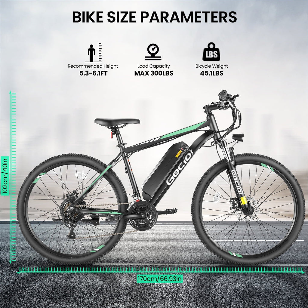 Gocio 26 Electric Bike, 350W Electric Bike for Adults 19.8MPH Electric Mountain Bike, LCD, Lockable Suspension Fork, 374.4Wh 36V Battery UL2849 Certified, 21-Speed E-Bikes Adult Electric Bicycle