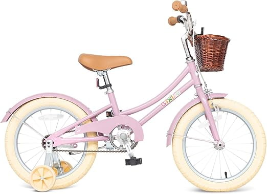 ACEGER 16 Inch Girls Bike with Basket, Purple, Training Wheels, Ages 4-8