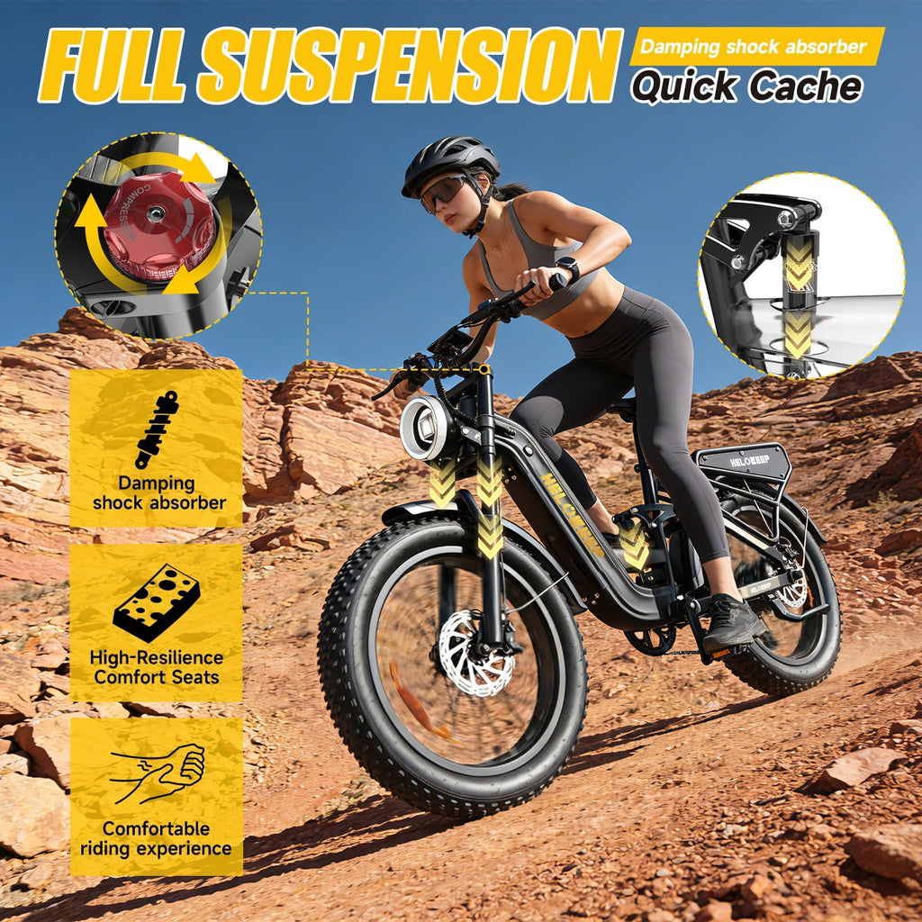Helokeep 26 Green Fat Tire High Performance Cargo Electric Bike for Men, 4000W Peak 2000W, 40MPH, 48V 25Ah UL2849 Off-Road Ebike