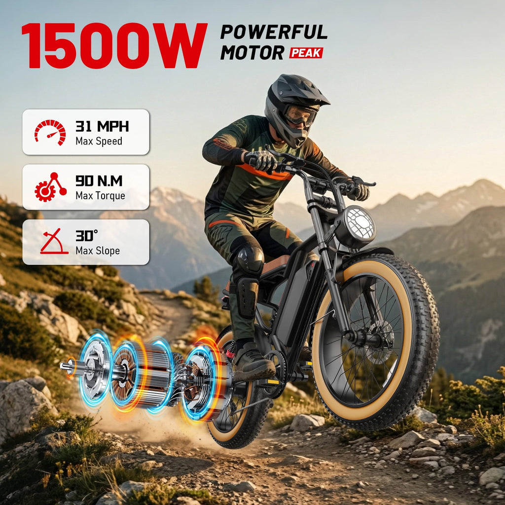 UL2849 Electric Bike for Adults - Peak 2000W Motor, 20x4 Fat Tire,48V/25AH, Full Suspension, 7-Speed