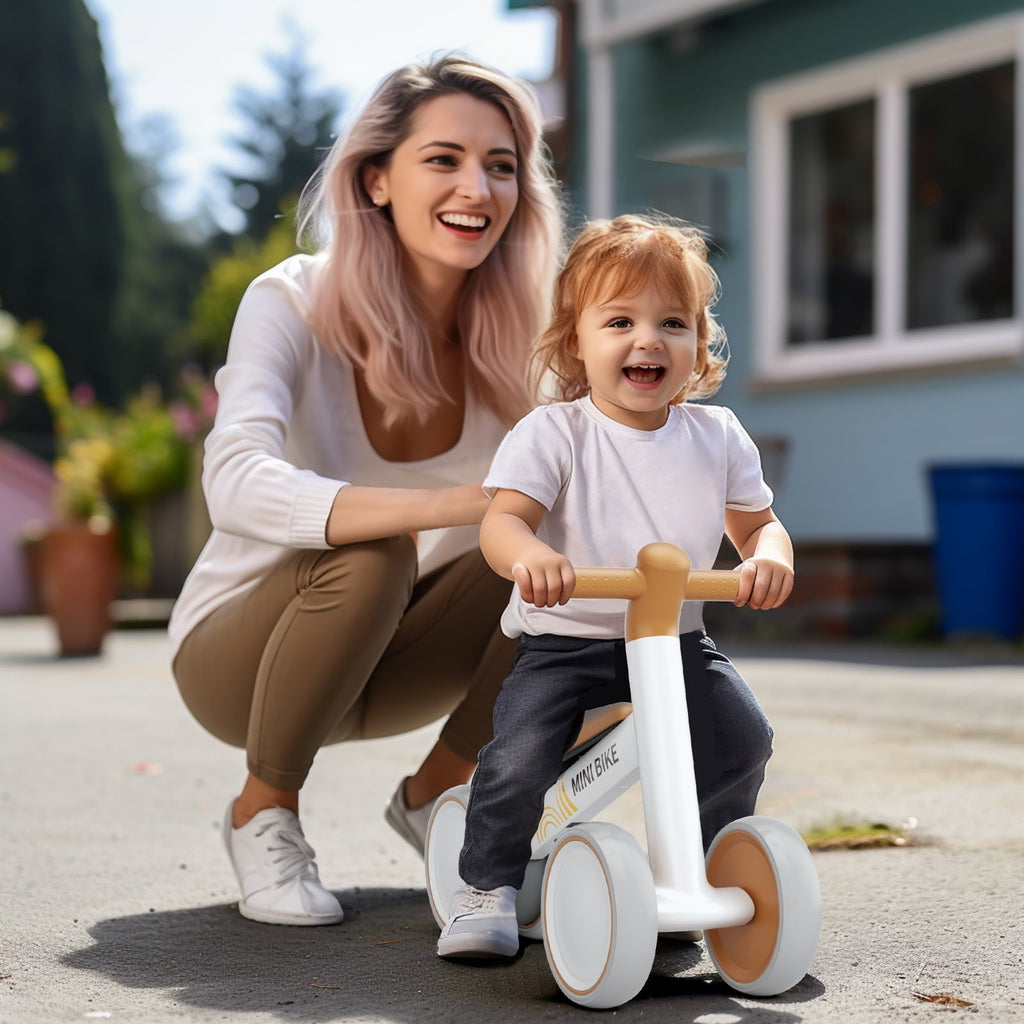 GLAF Baby Balance Bike for 12-36 Months , Toddler balance bike with 4 Wheels , Indoor & Outdoor Bike Riding Toy, First B-day Gift